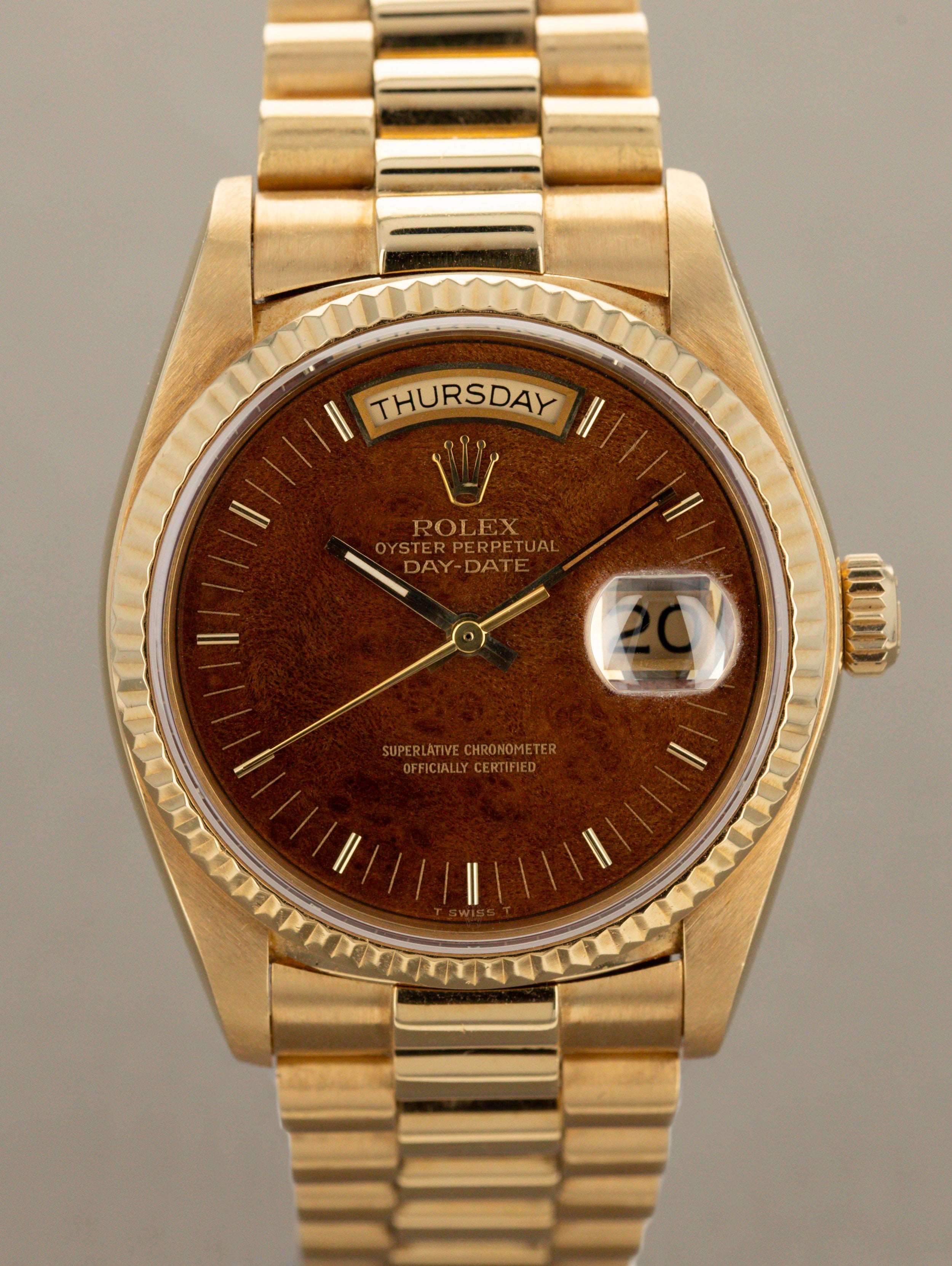 Rolex Day-Date Ref. 18038 - Wood Dial with RSC card