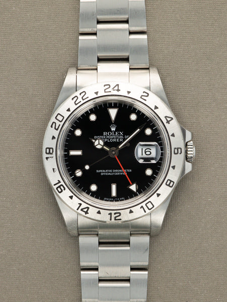 Rolex Explorer II Ref. 16570 - Gloss Black Dial w/ Box & Papers Unpoli