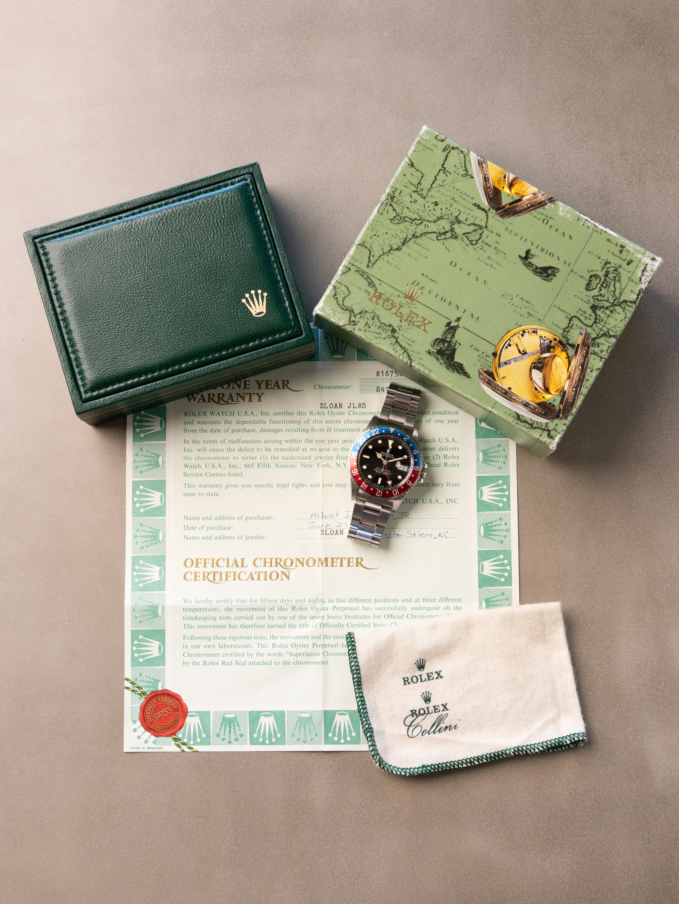 Rolex GMT-Master Ref. 16750 'Pepsi' - Gloss 'Spider' Dial Unpolished w/ Box & Papers
