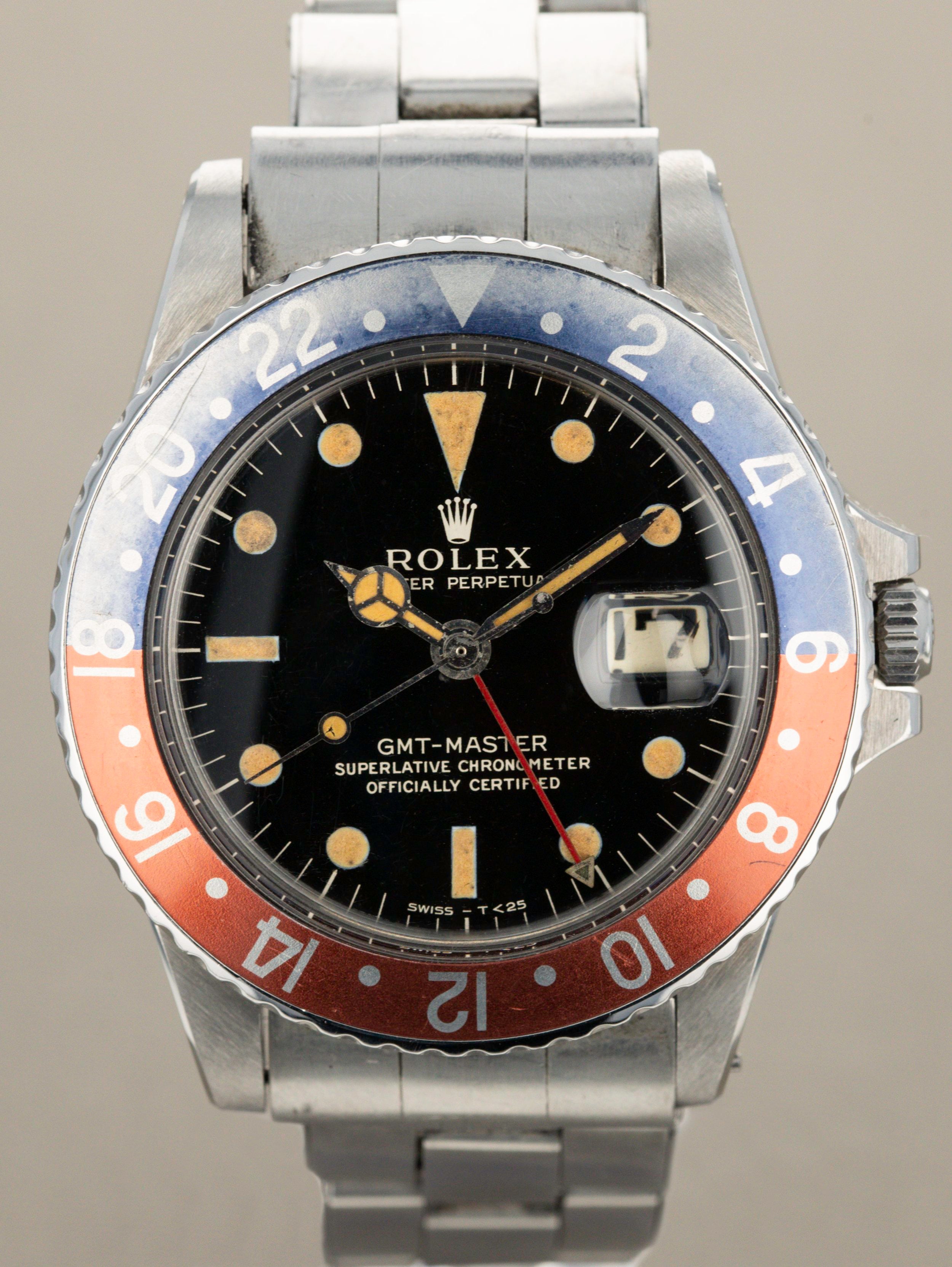 Rolex GMT Master Ref. 1675 Pepsi Gilt Dial Box Papers