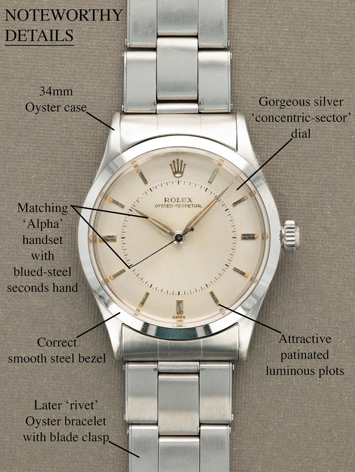 Rolex Oyster Perpetual Ref. 6532 - Silver 'Concentric-Sector' Dial