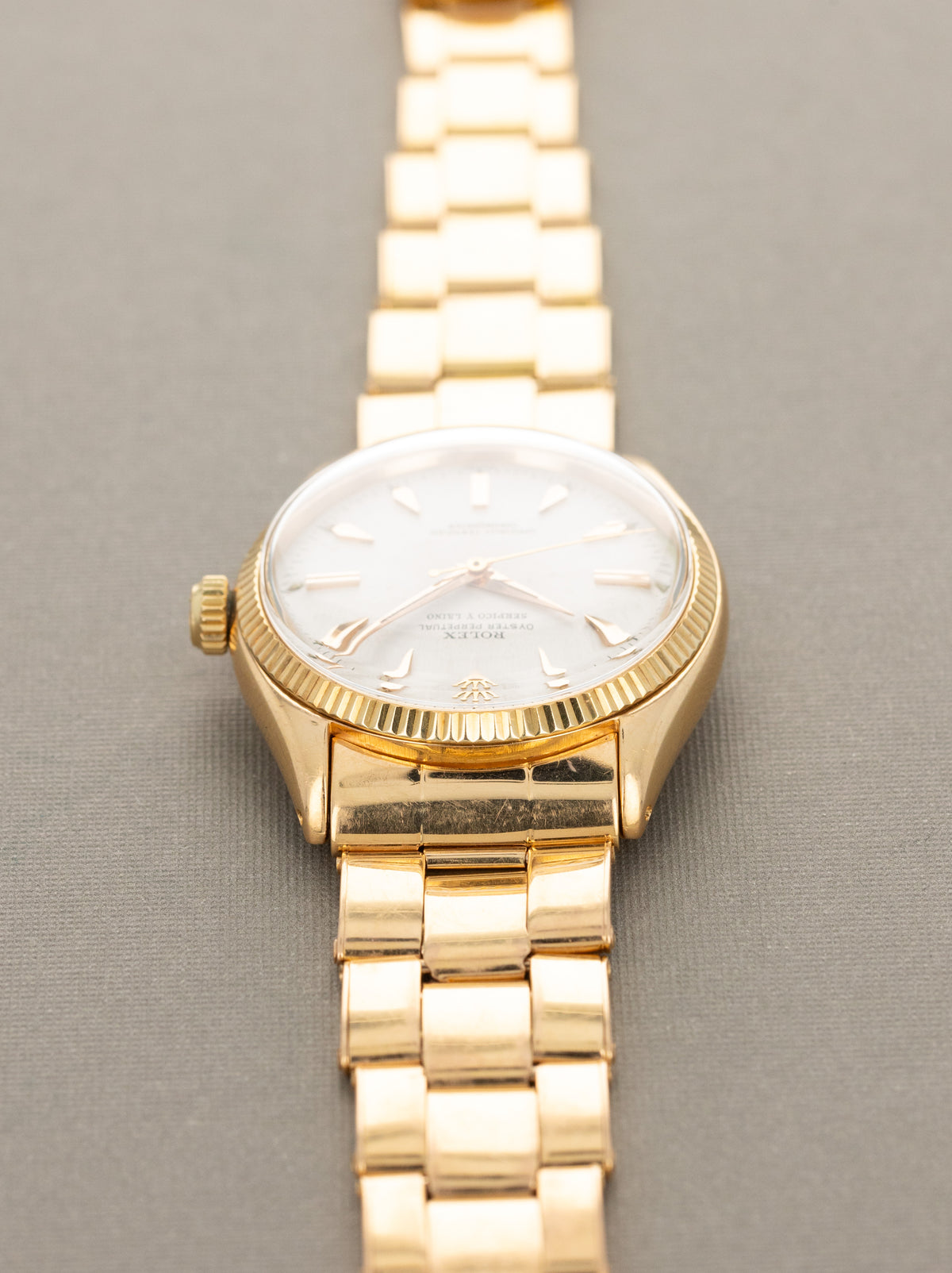 Rolex Oyster Perpetual Ref. 6567 Rose Gold - Satin Silver 'Serpico Y Laino' Dial
