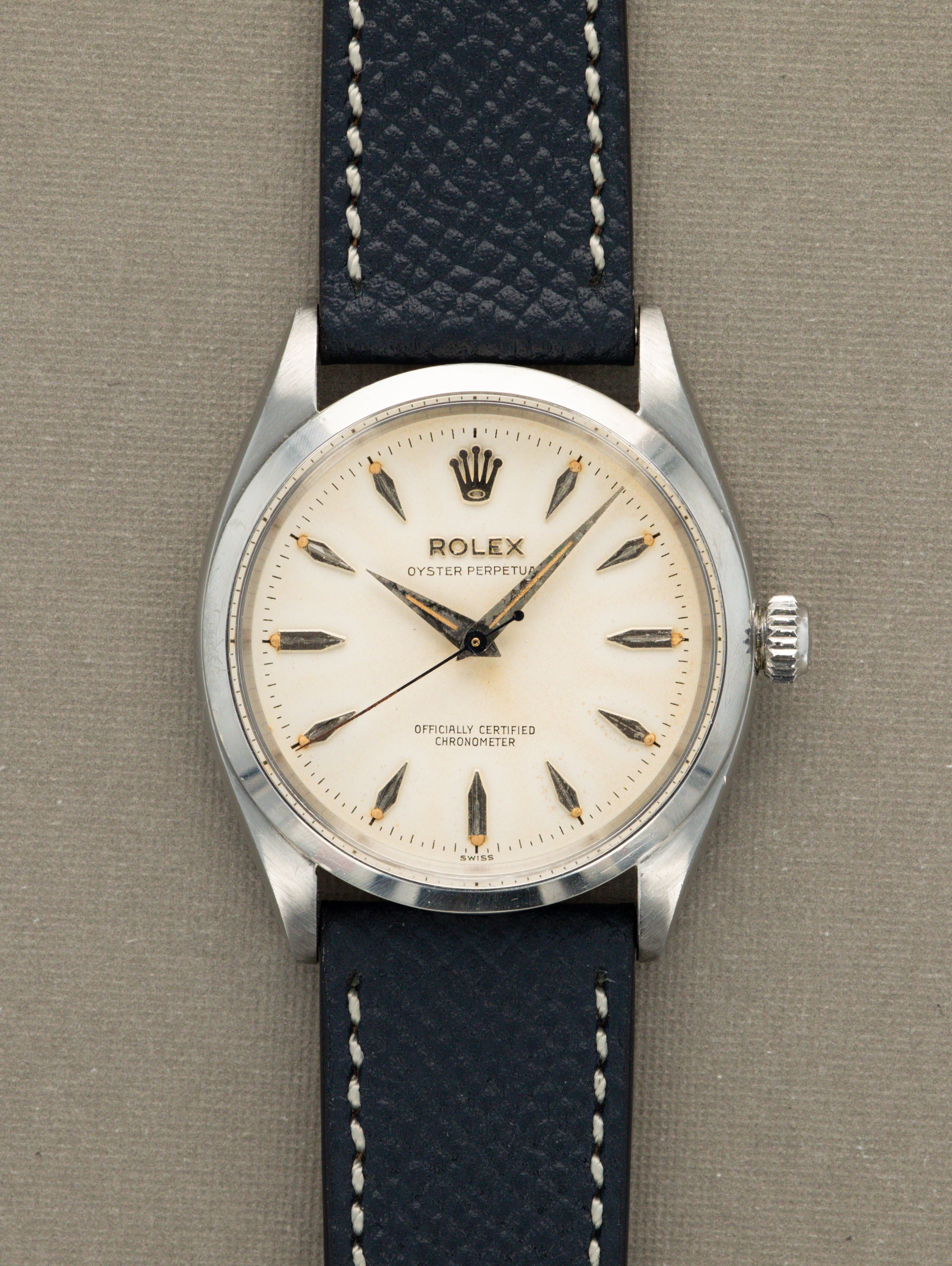 Rolex Oyster Perpetual Ref. 6564 - 'Satin' White Patina Dial