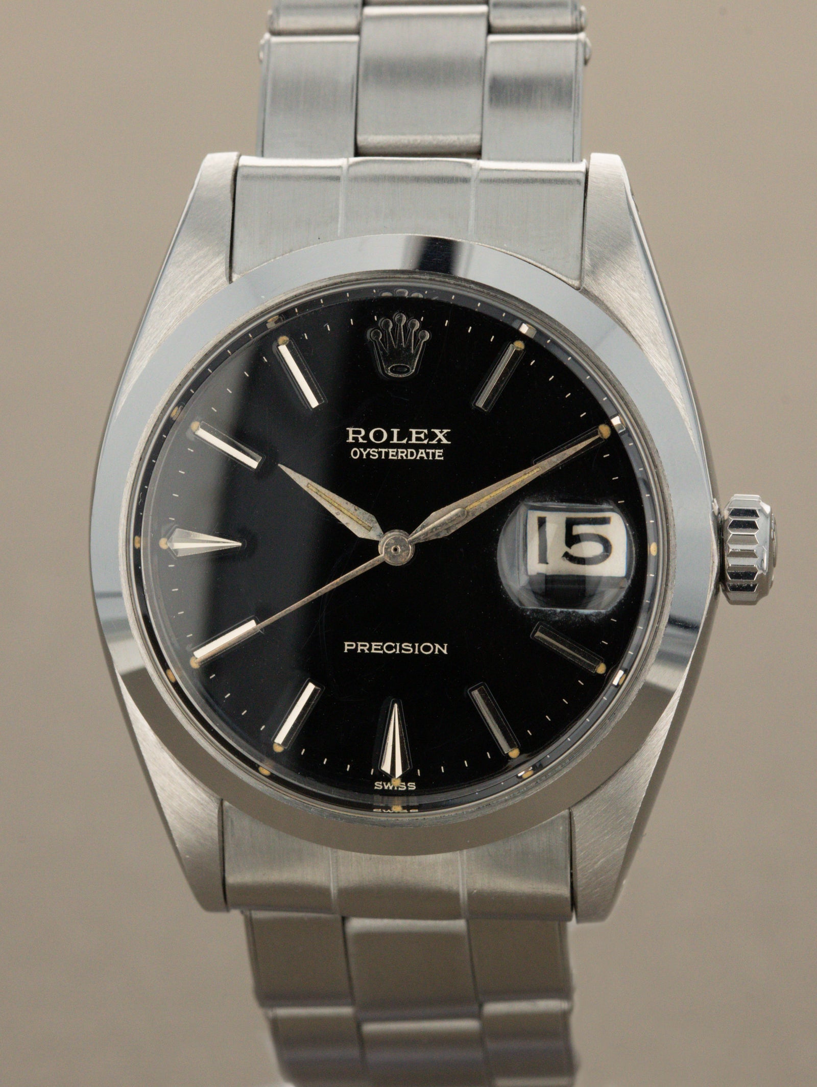 Rolex Oysterdate Precision Ref. 6694 - Black 'Gilt' Dial Unpolished w/ Caseback Sticker