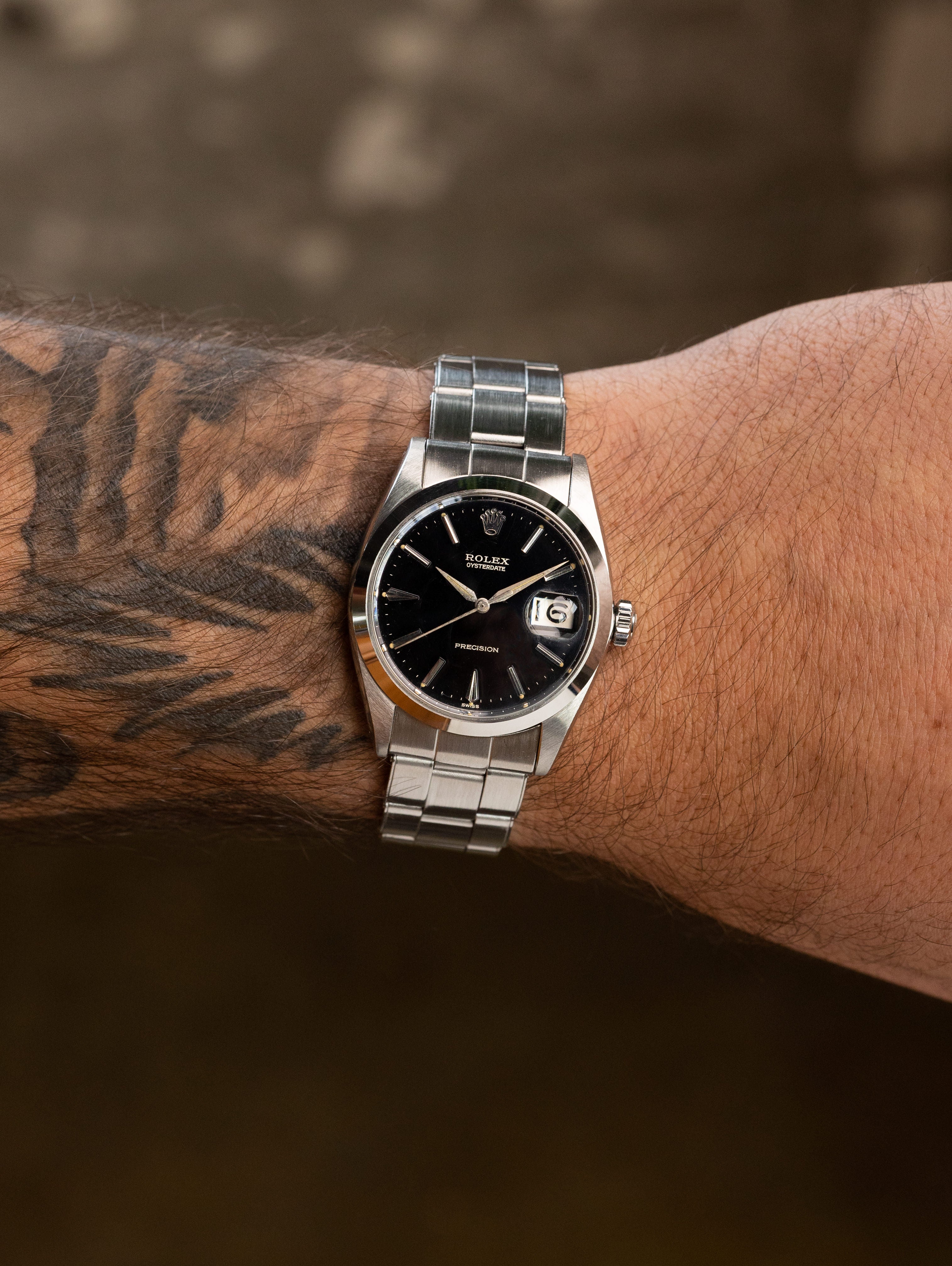 Rolex Oysterdate Precision Ref. 6694 - Black 'Gilt' Dial Unpolished w/ Caseback Sticker