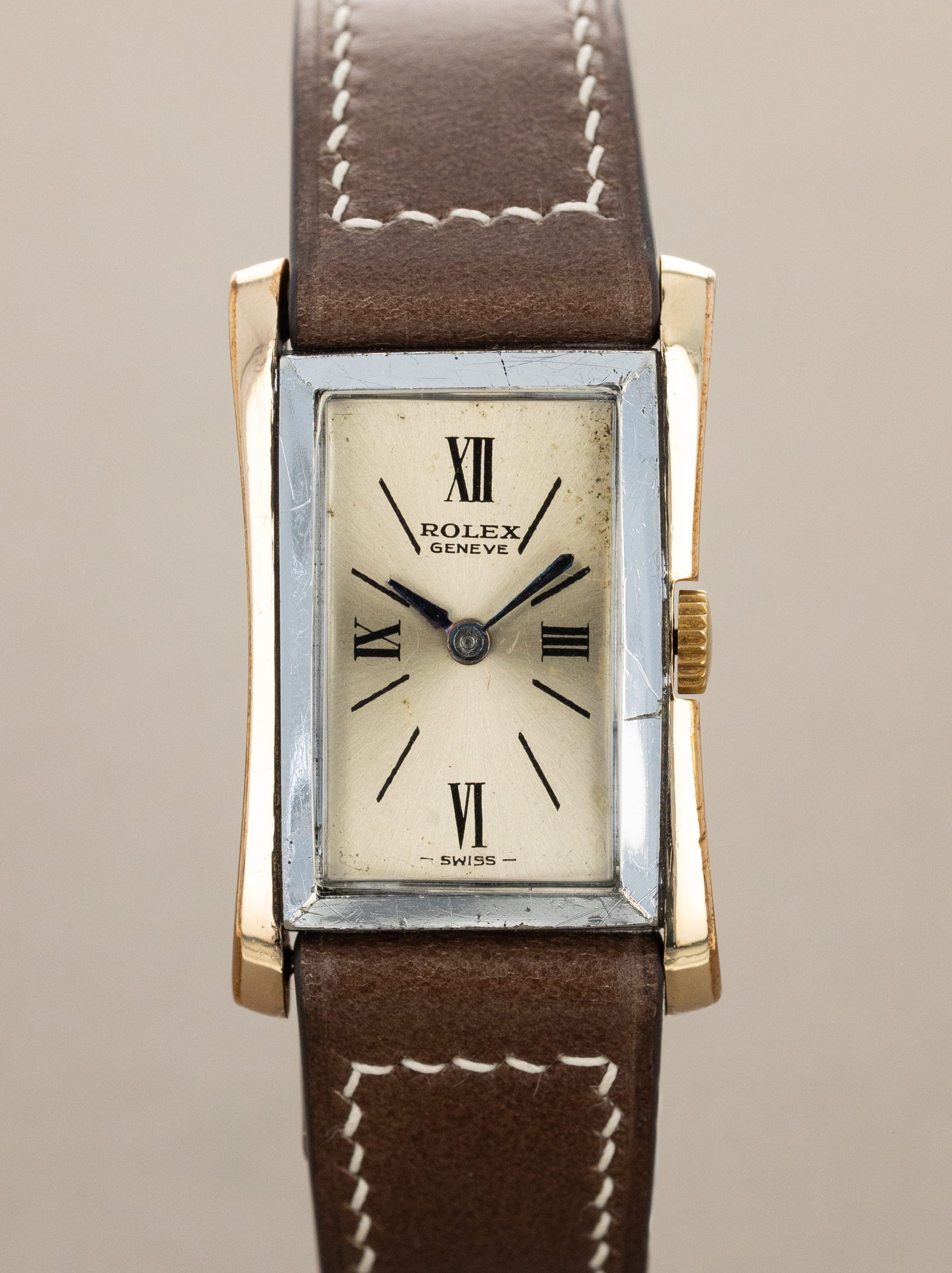 Rolex Two-Tone Rectangular Dress Watch Ref. 1378 - Sunburst Silver Dial