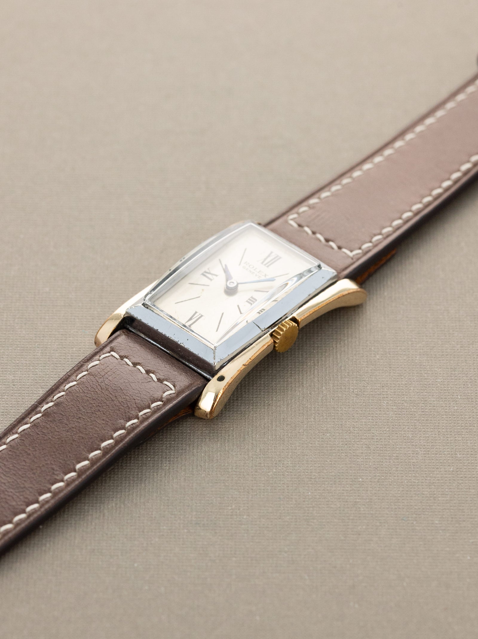 Rolex Two-Tone Rectangular Dress Watch Ref. 1378 - Sunburst Silver Dial