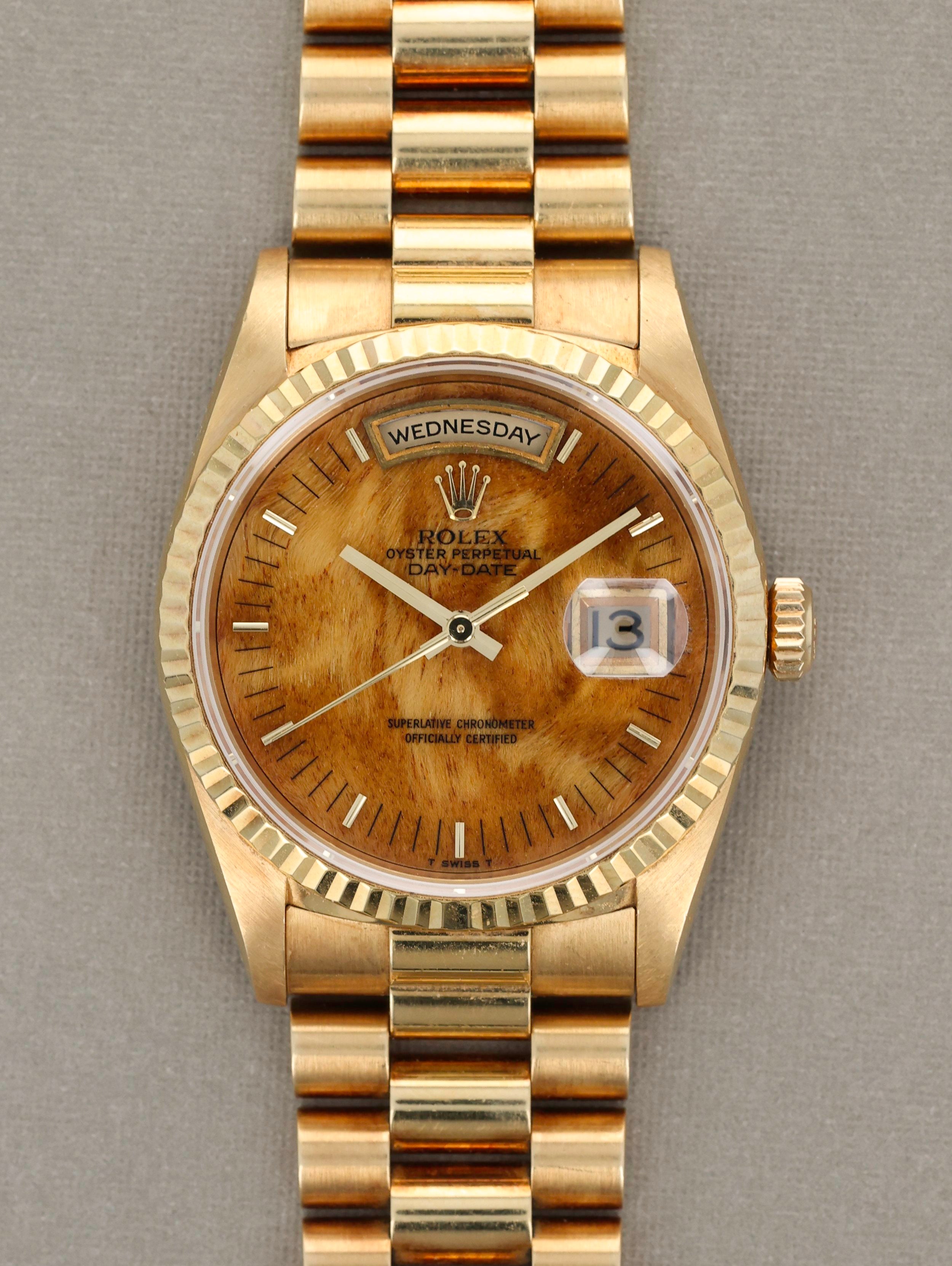 Rolex Day Date Ref. 18238 Birch Wood Dial with Papers