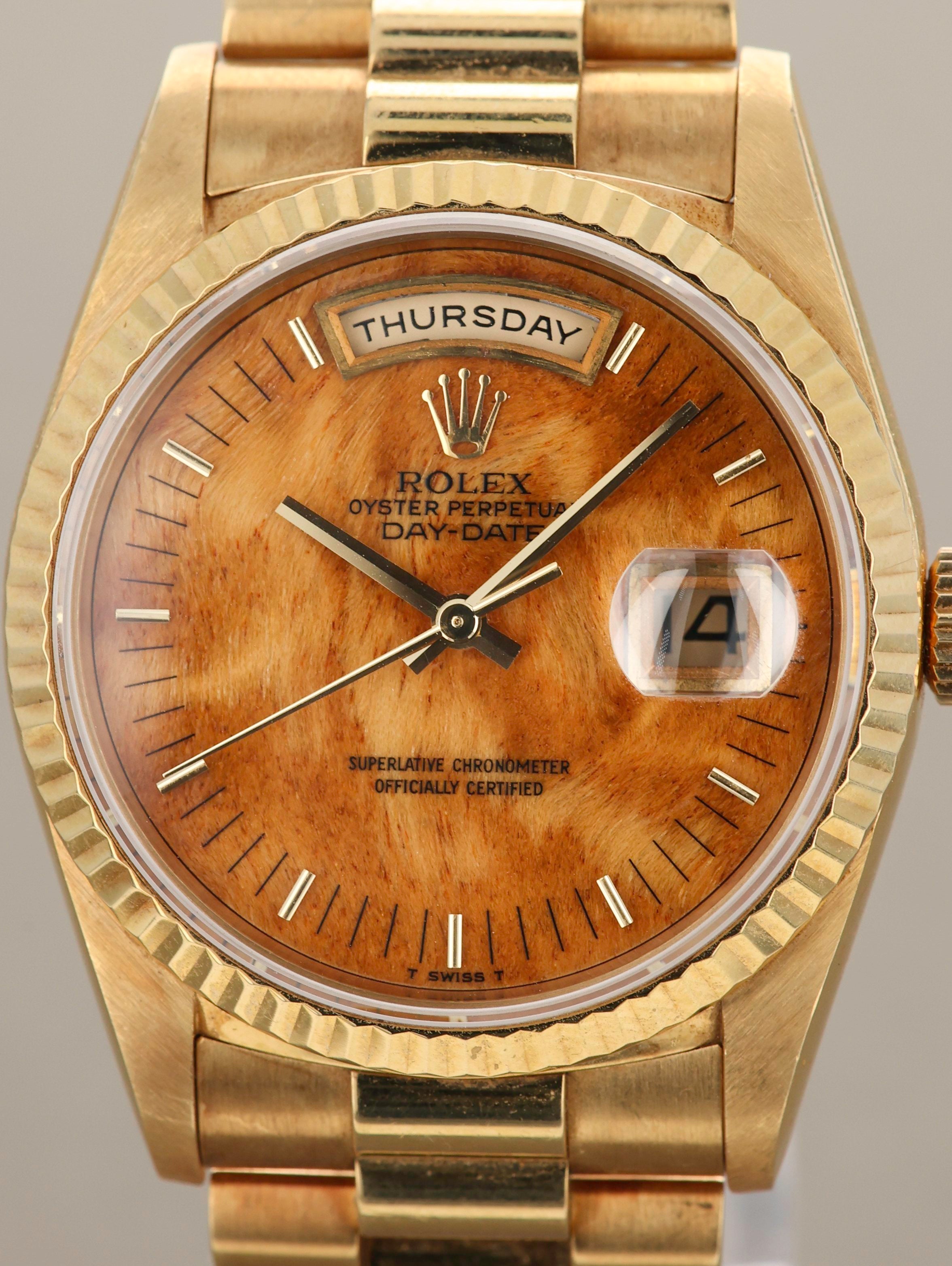 Rolex Day-Date Ref. 18238 Birch Wood Dial with Papers