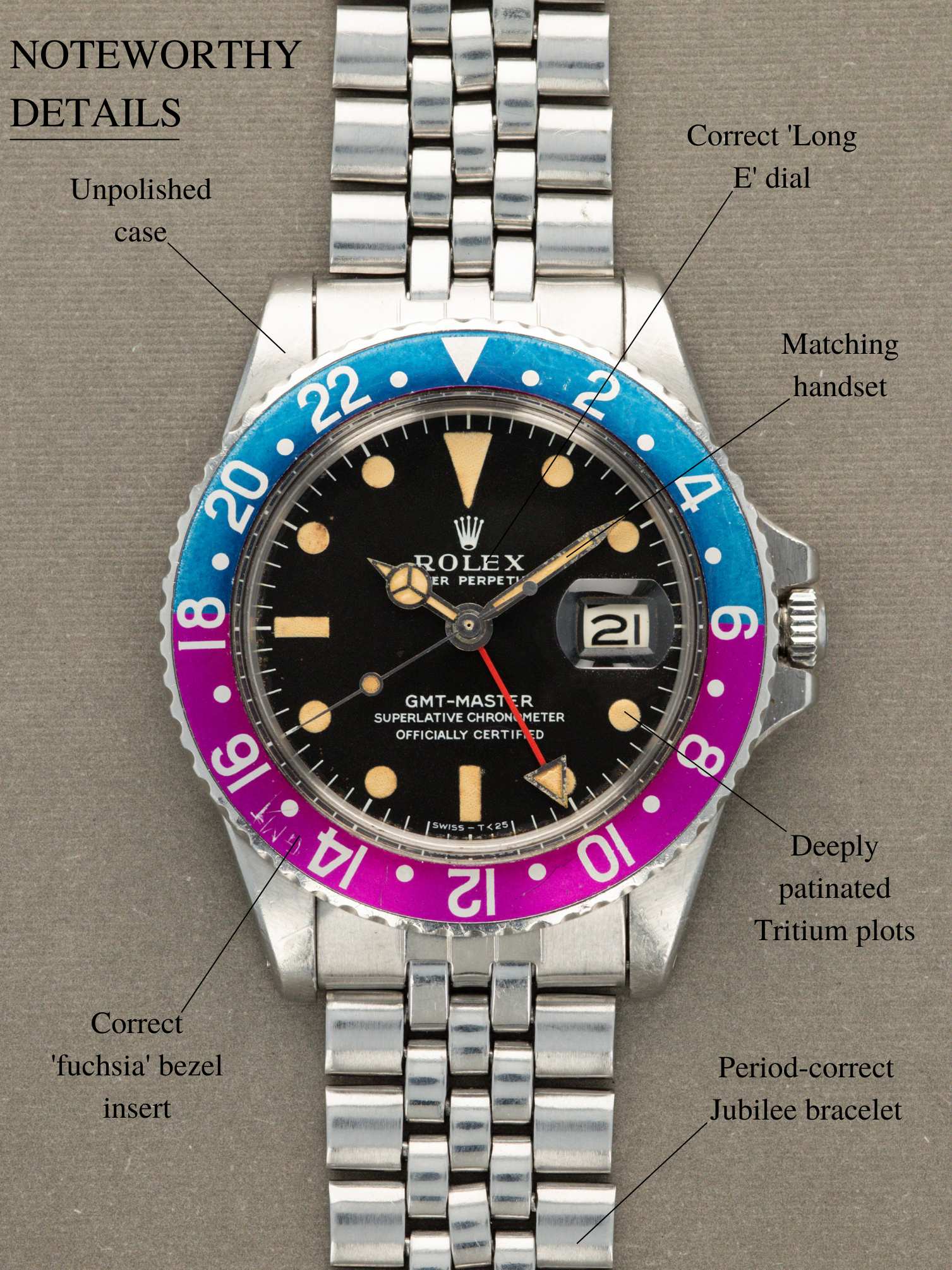 Rolex GMT-Master Ref. 1675 - 'Fuchsia' MK1 Unpolished