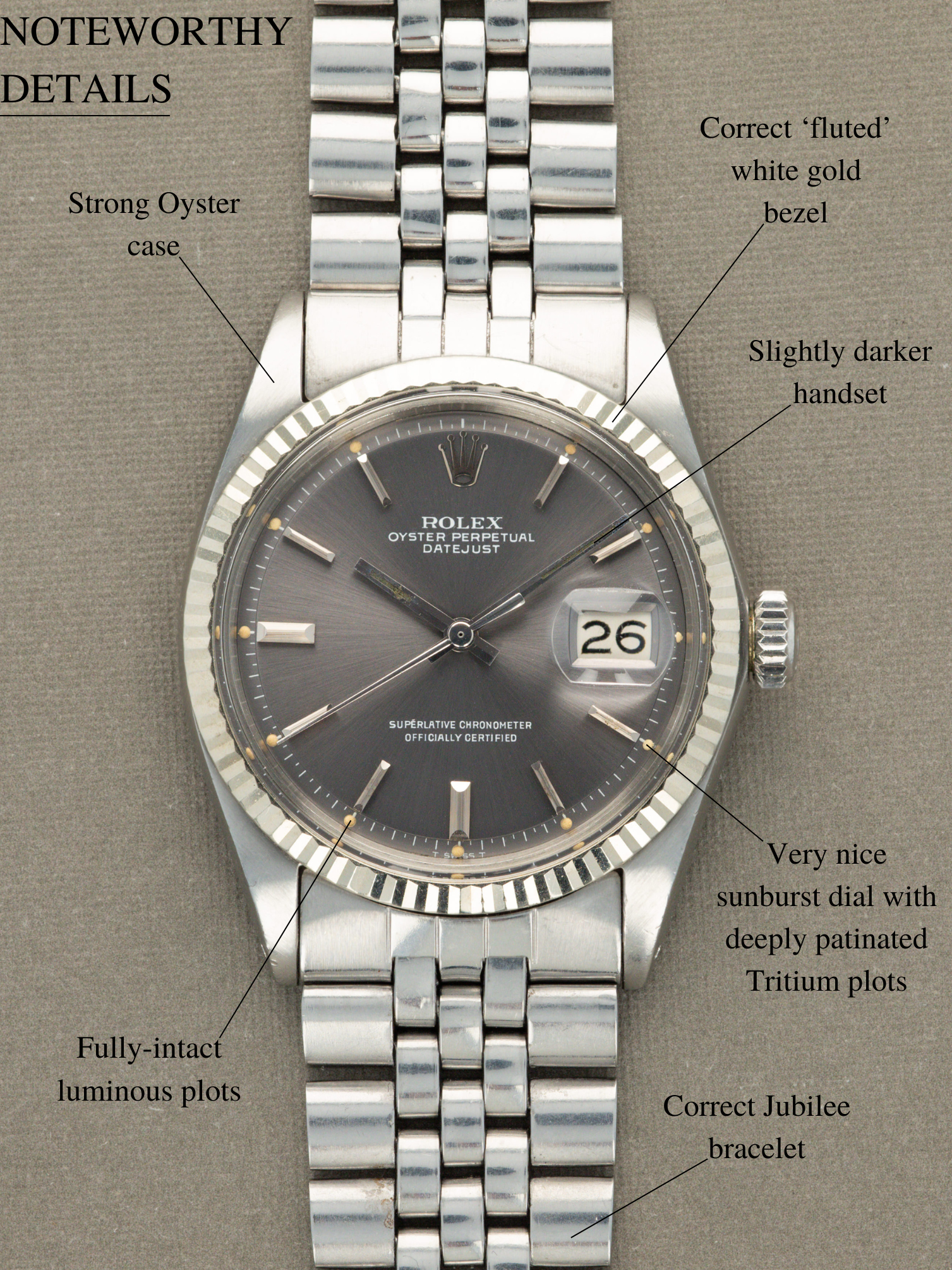 Rolex Datejust Ref. 1601 - Sunburst Grey Dial