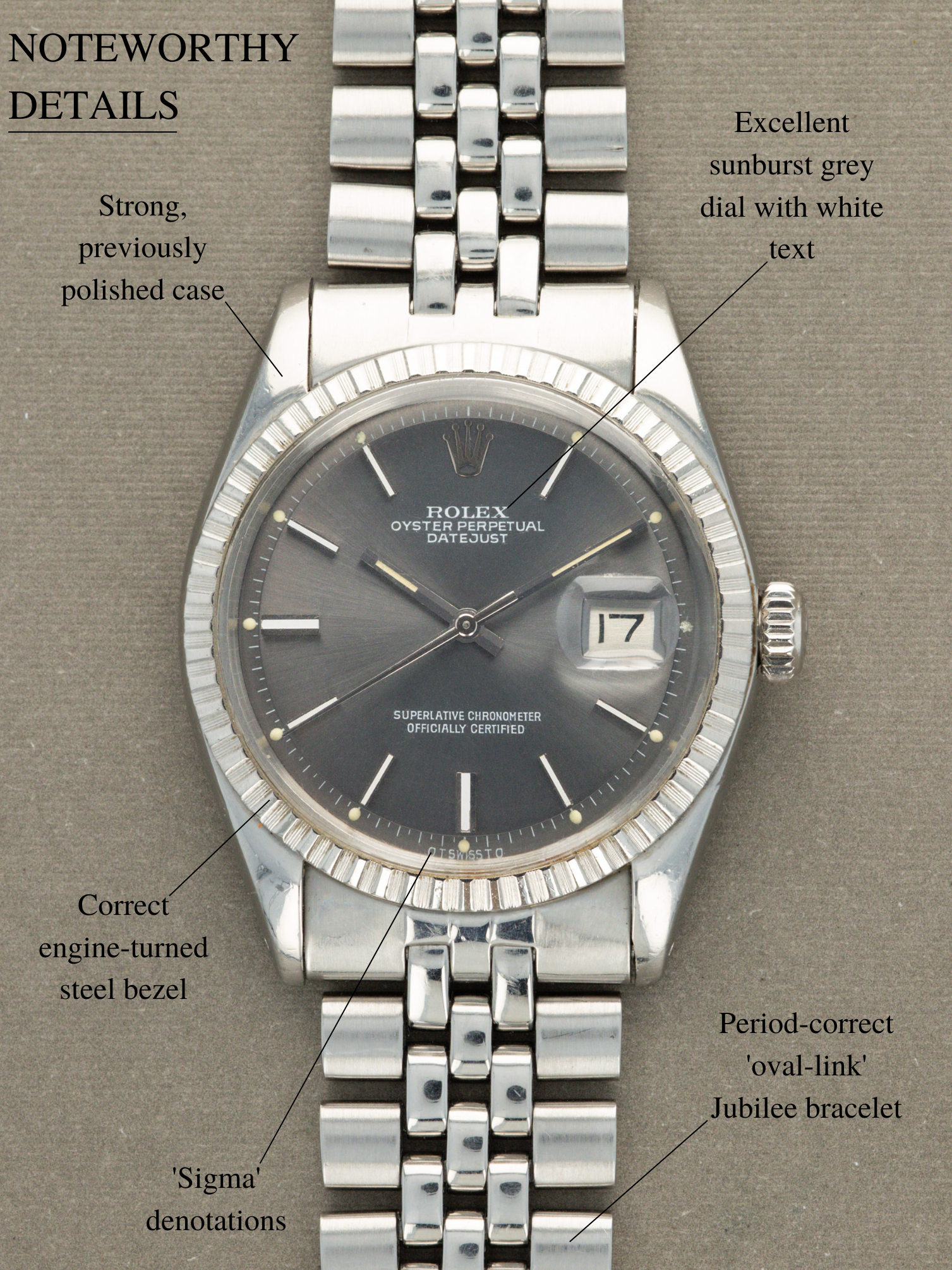 Rolex Datejust Ref. 1603 - Sunburst Grey 'Sigma' Dial