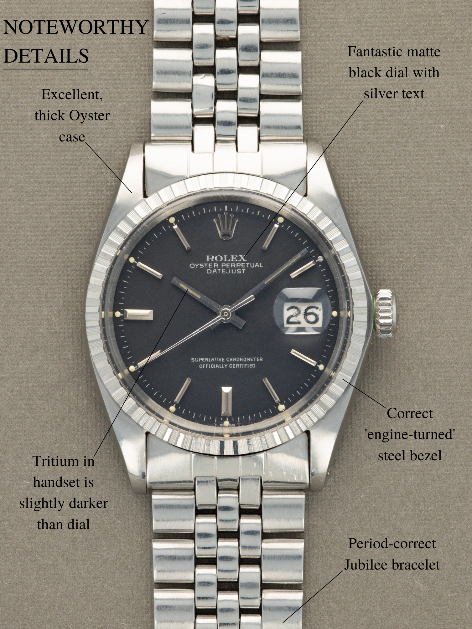 Rolex Datejust Ref. 1603 - Matte Black Dial