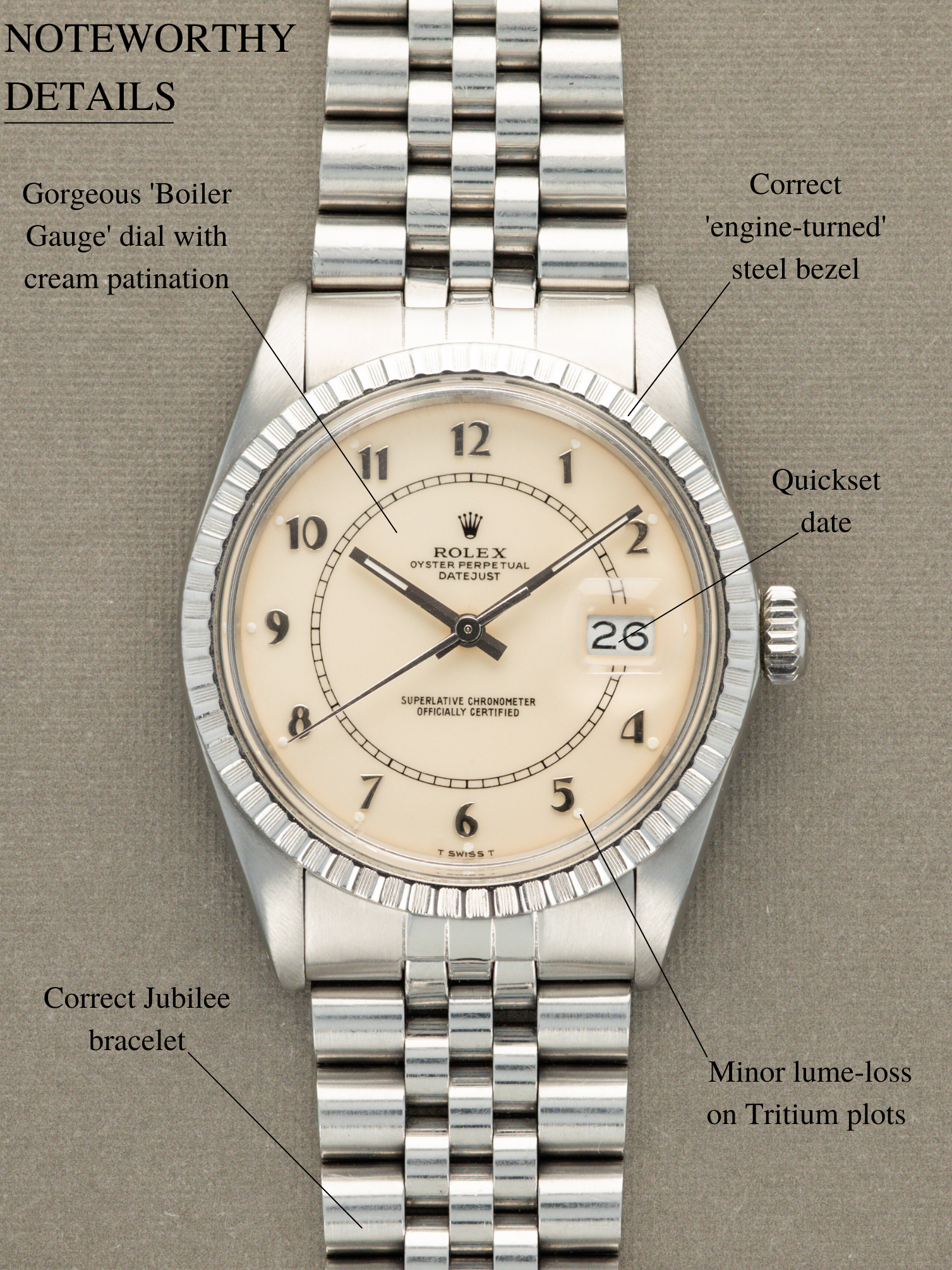 Rolex Datejust Ref. 16030 - Cream 'Boiler Gauge' Dial