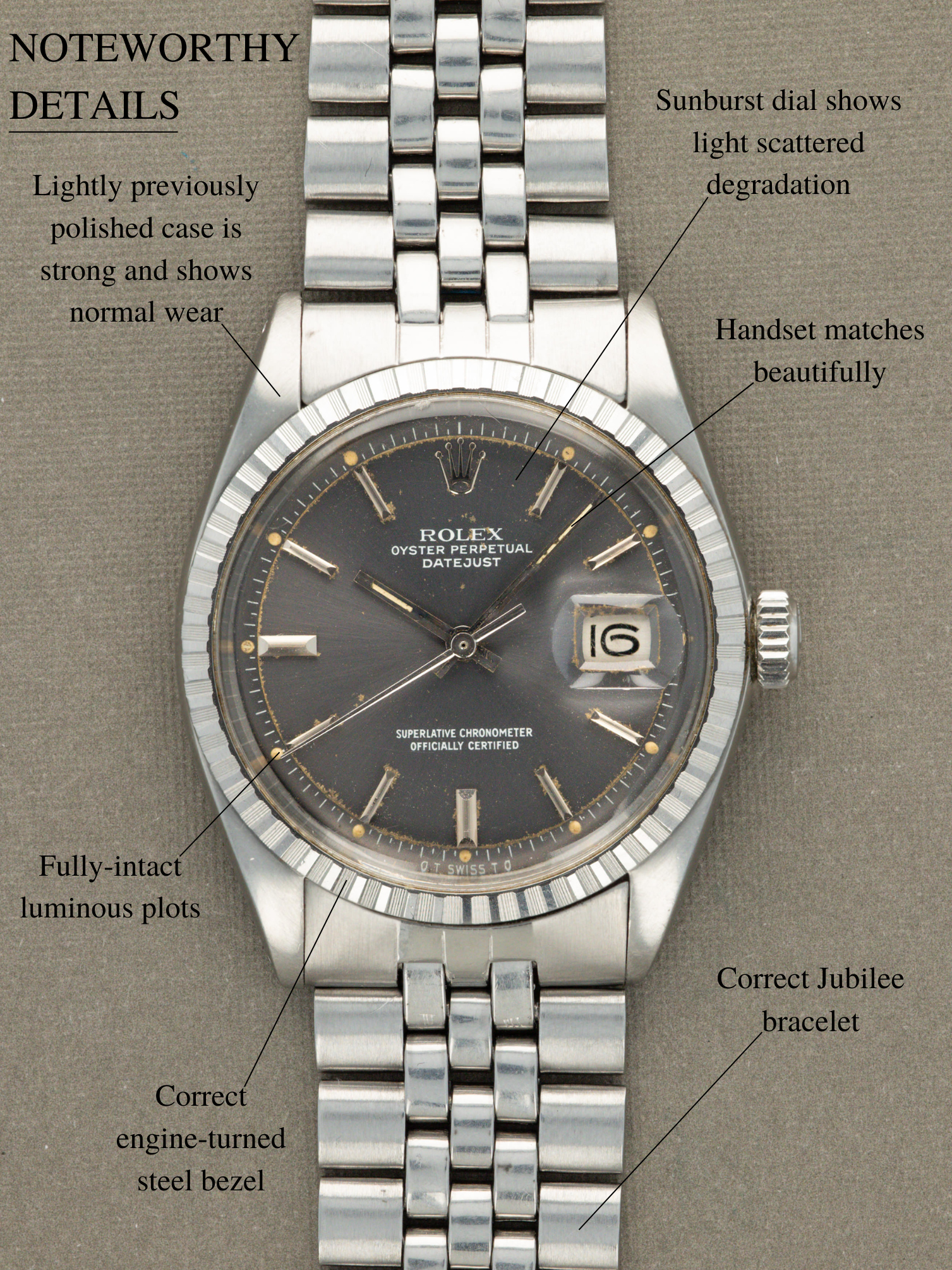 Rolex Datejust Ref. 1603 - Sunburst Grey 'Sigma' Dial