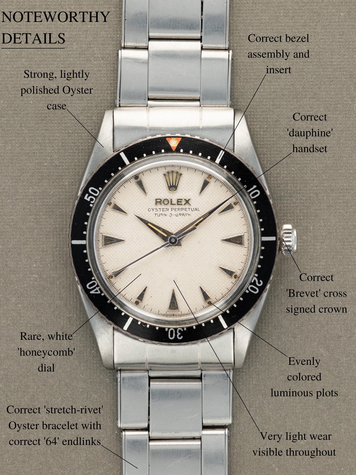 Rolex Turn-O-Graph Ref. 6202 - White 'Honeycomb' Dial