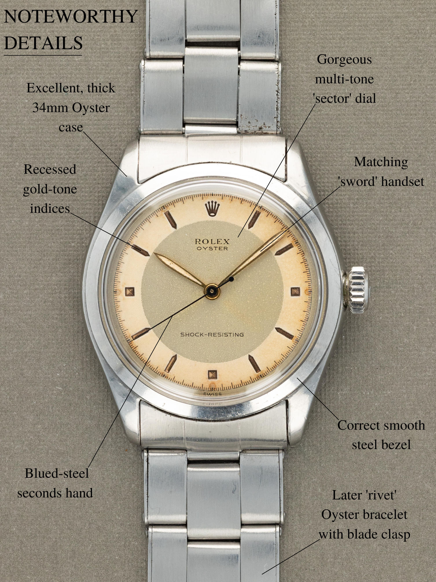 Rolex Oyster Ref. 6282 - Silver 'Sector' Dial