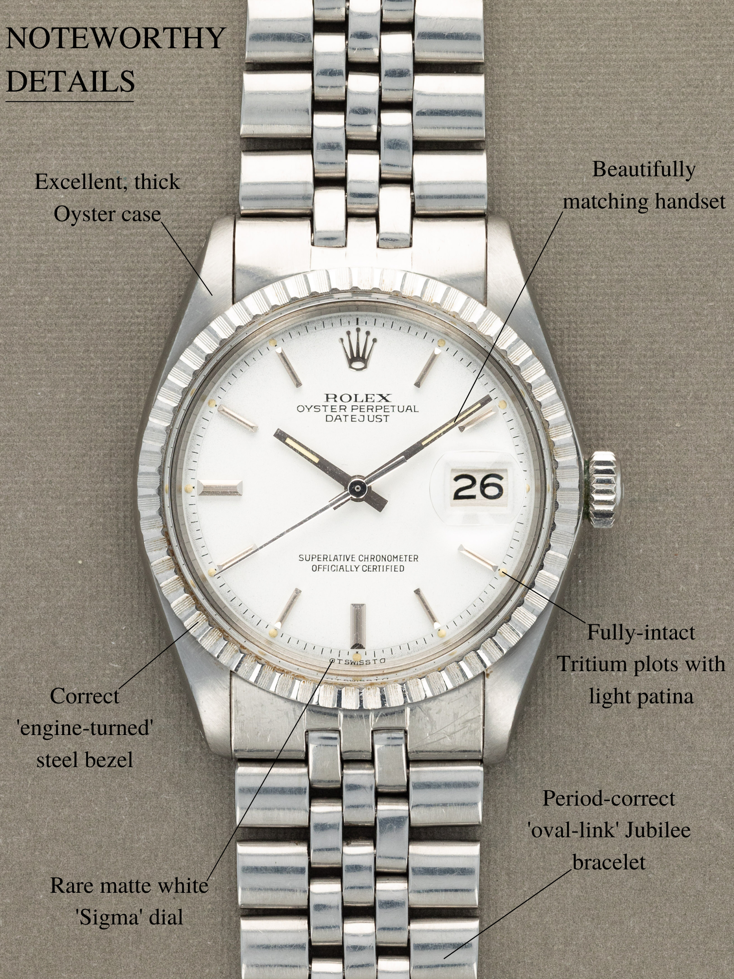 Rolex Datejust Ref. 1603 - Matte White 'Sigma' Dial