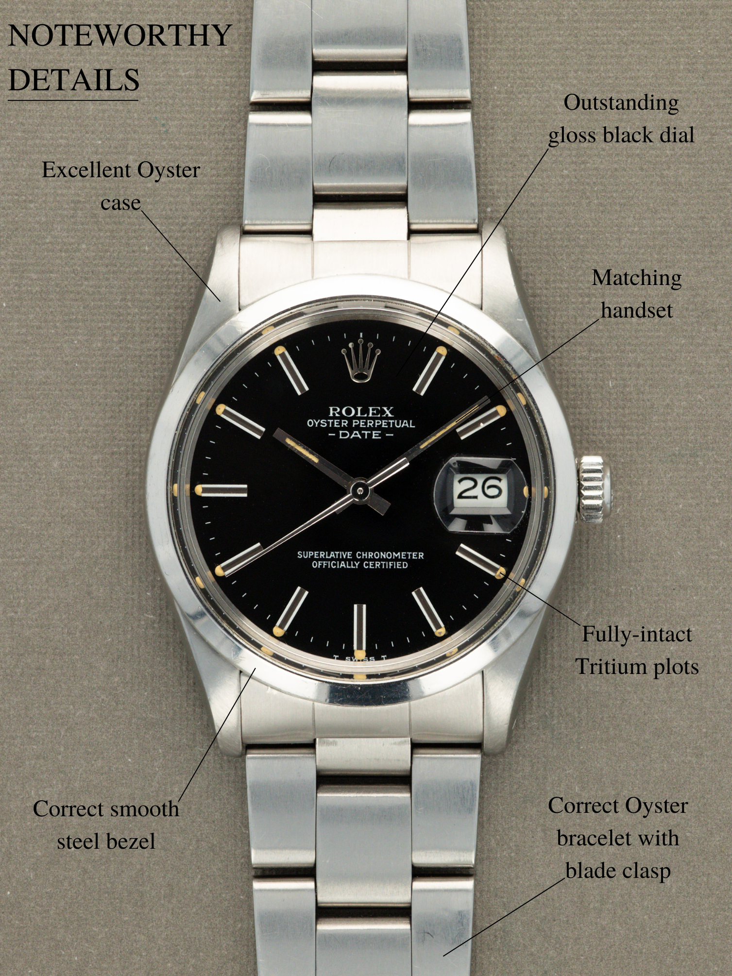 Rolex Oyster Perpetual Date Ref. 15000 - Gloss Black Dial