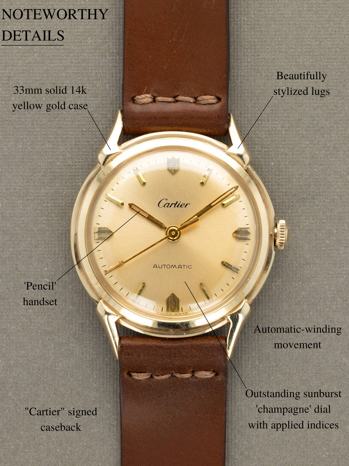 solid gold dress watch Cartier 'Fancy Lug' Automatic princess ball gown wedding dresses