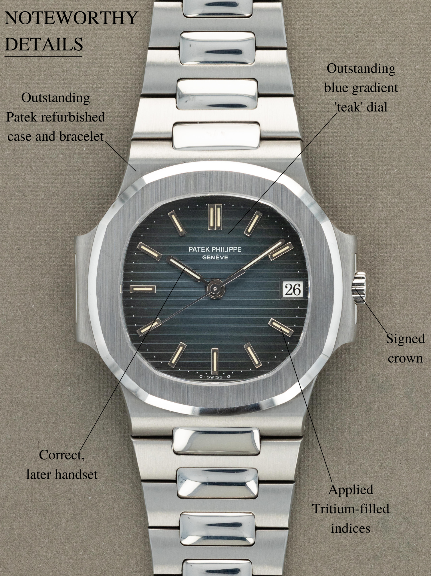 Patek Philippe Nautilus 'Midsize' Ref. 3800 - w/ Box, Certificate of Origin & Service Papers