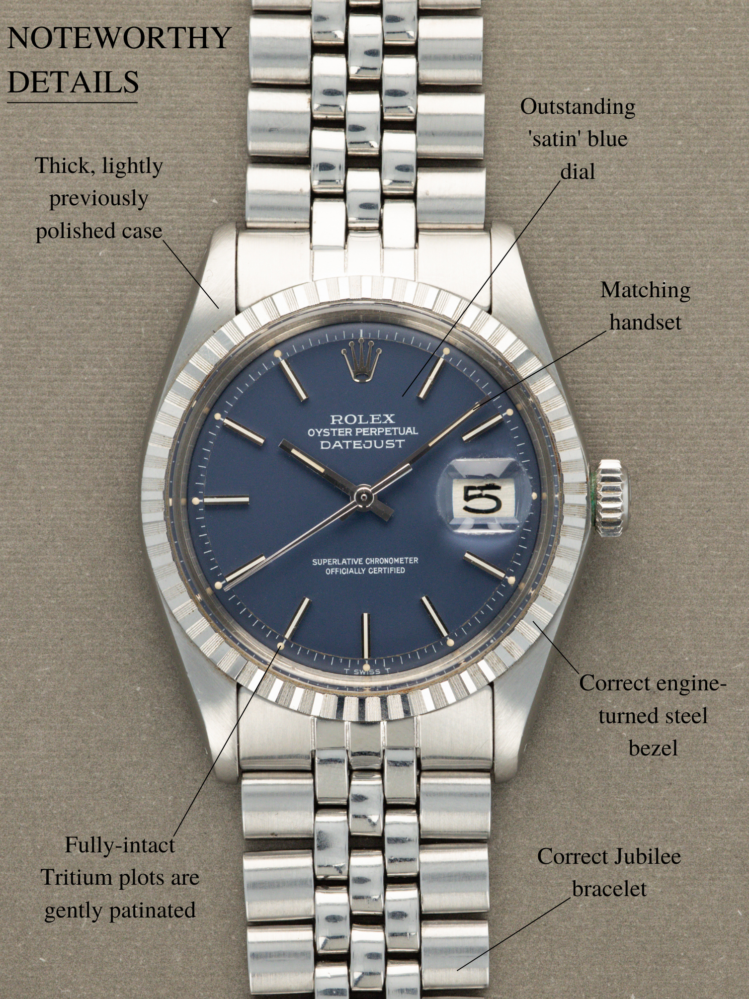 Rolex Datejust Ref. 1603 - Blue 'Satin' Dial