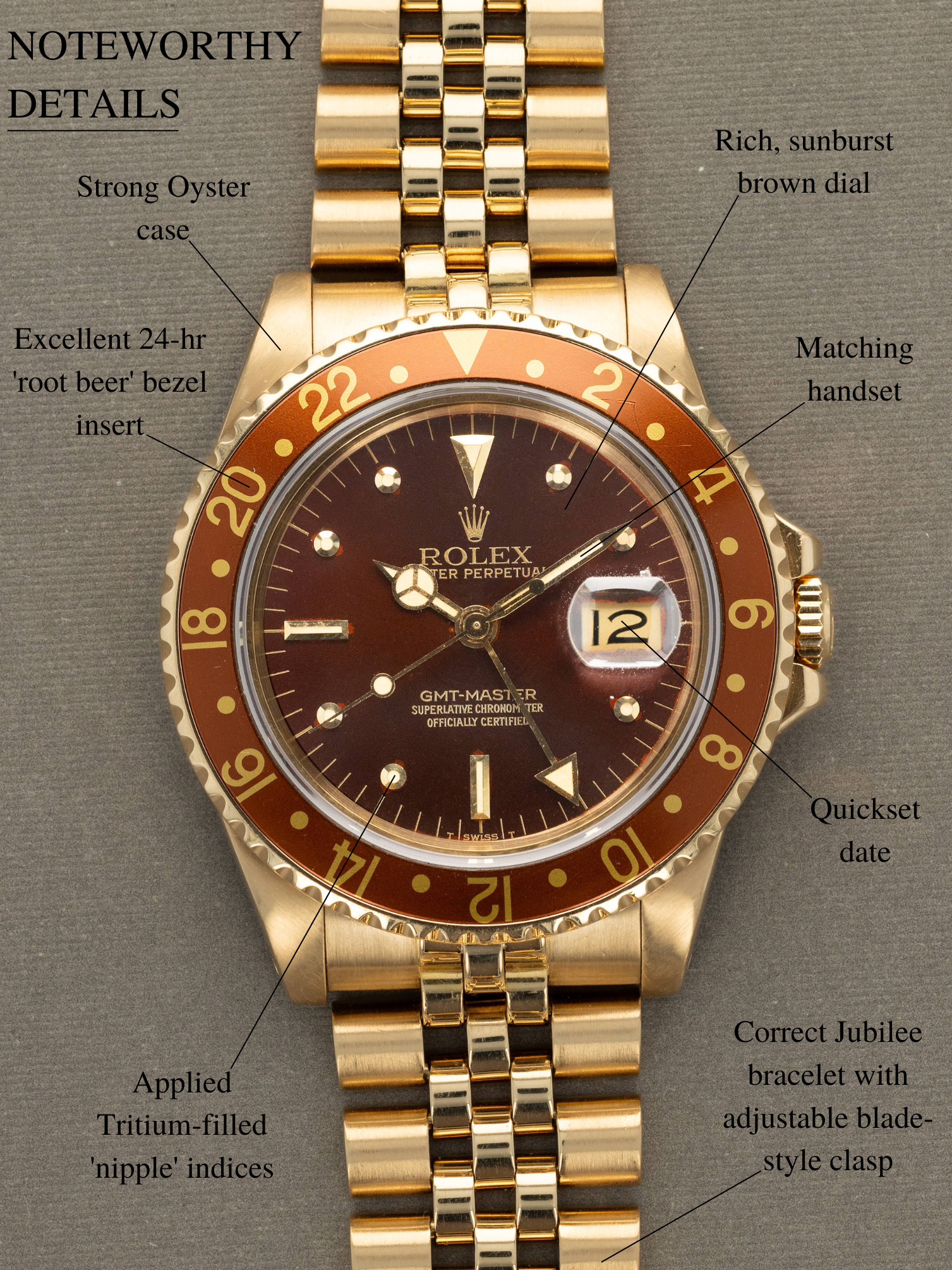 Rolex GMT-Master Date Ref. 16758 - Brown Sunburst 'Nipple' Dial