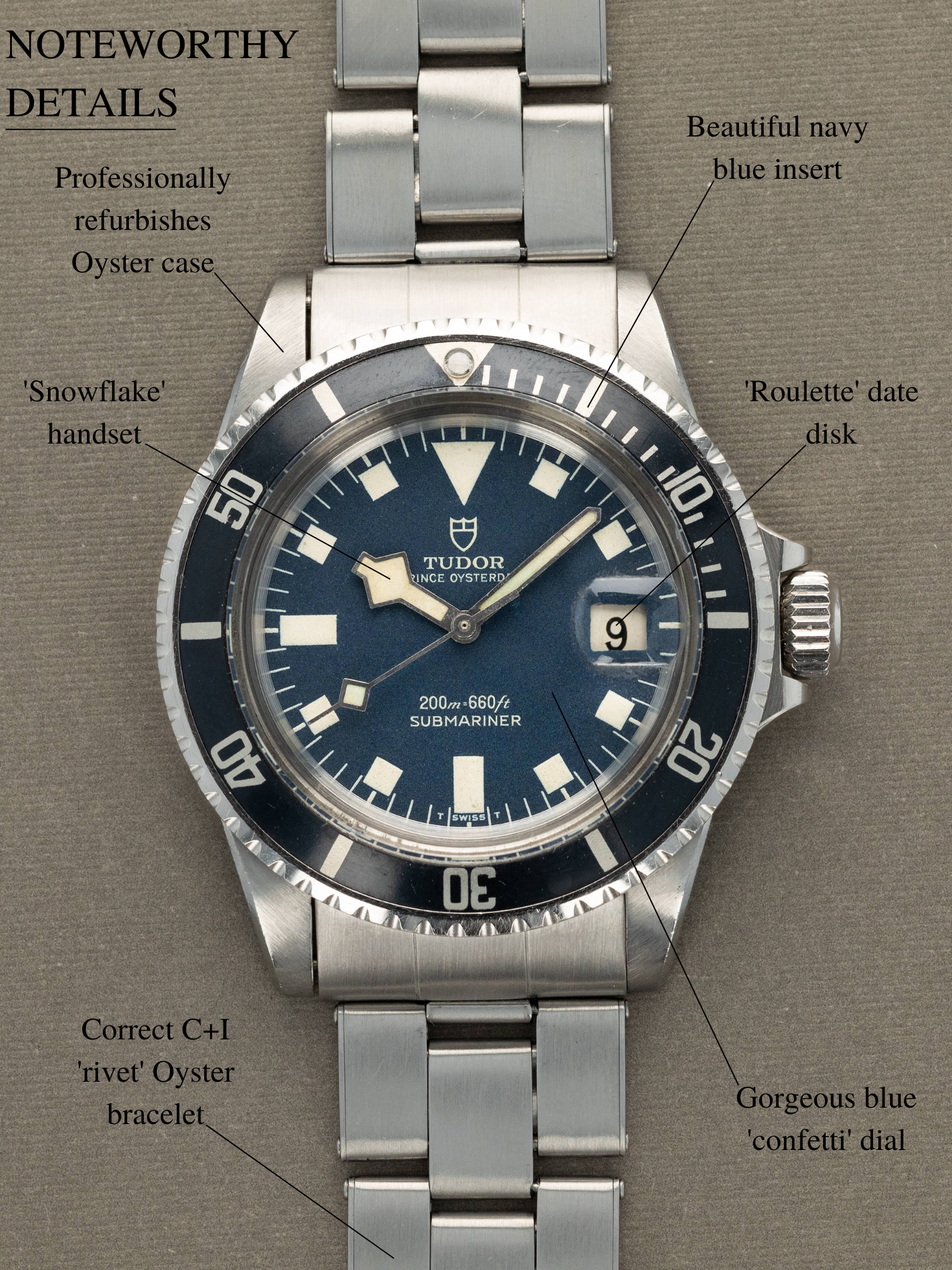 Tudor Submariner Ref. 7021/0 - Blue 'Snowflake Confetti Dial' With 'Roulette' Date