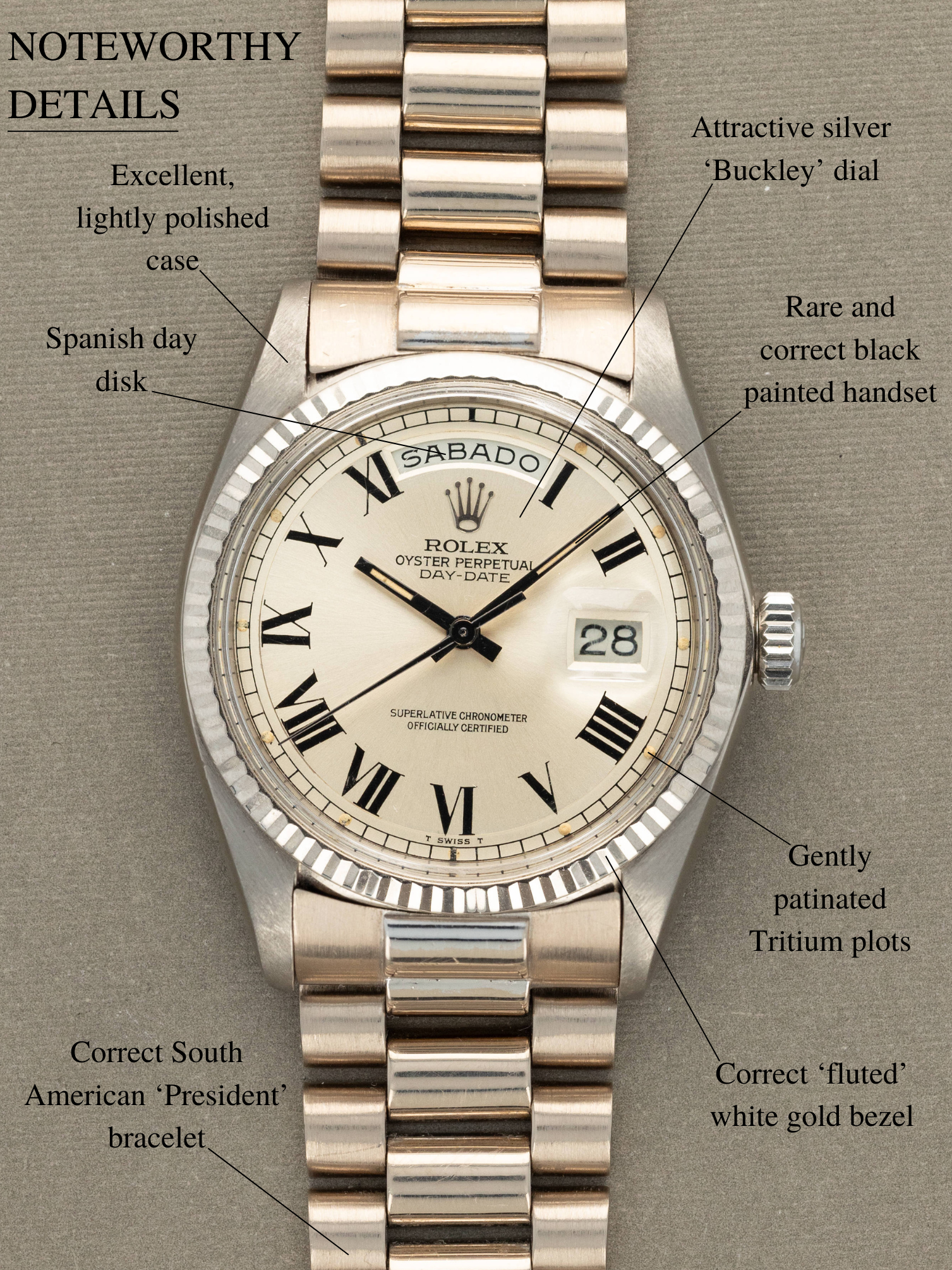 Rolex Day-Date Ref. 1803/9 - Sunburst Silver 'Buckley' Dial