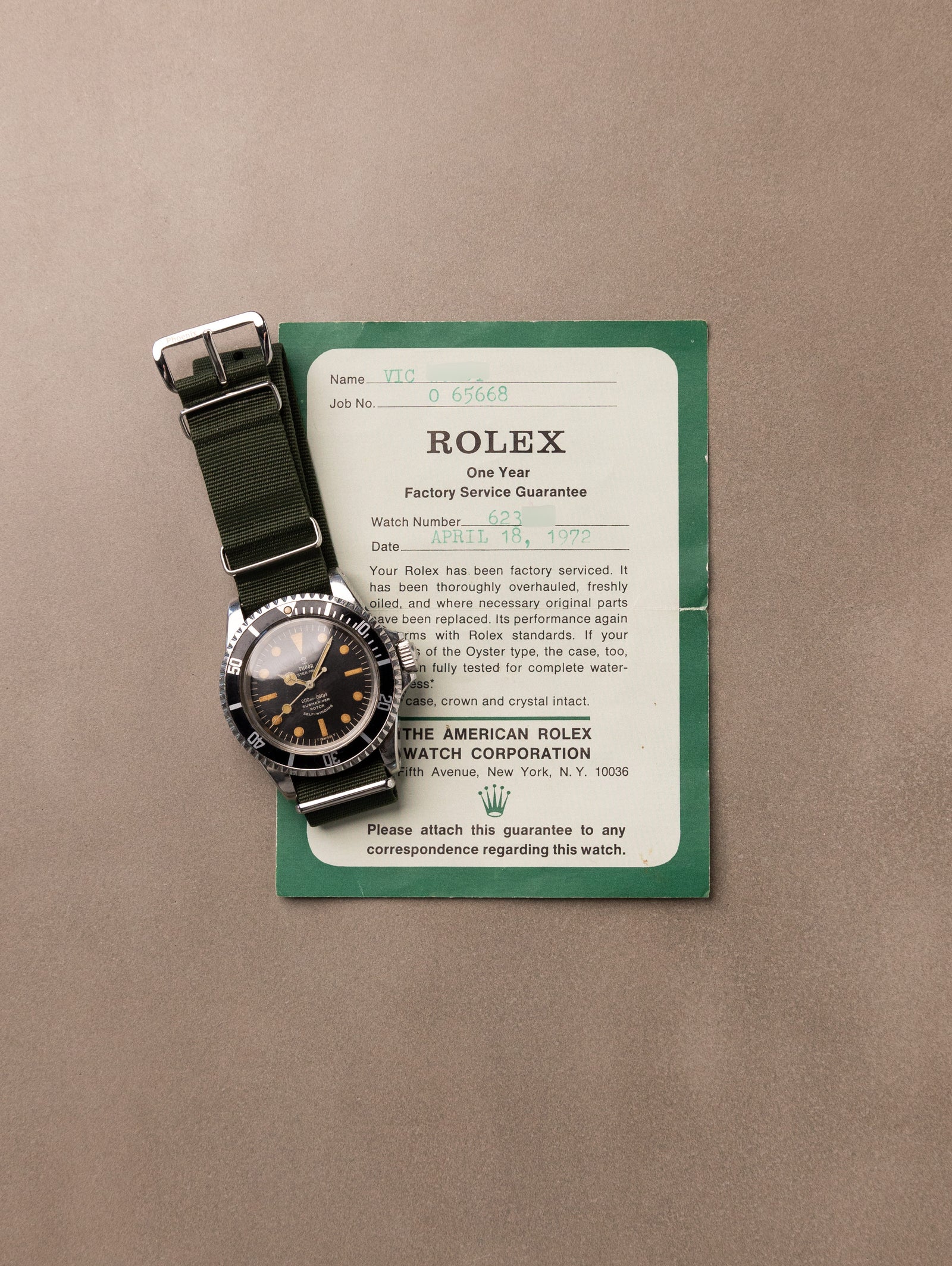 Tudor Submariner Ref. 7016/0 - 'U.S. Navy' Owned Unpolished W/ Service Papers