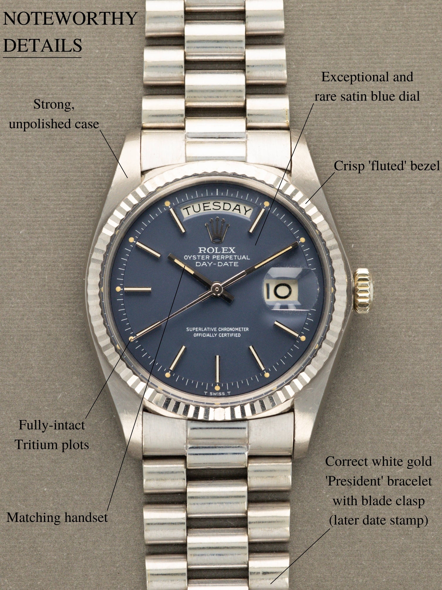 Rolex Day-Date Ref. 1803 - Satin Blue Dial Unpolished