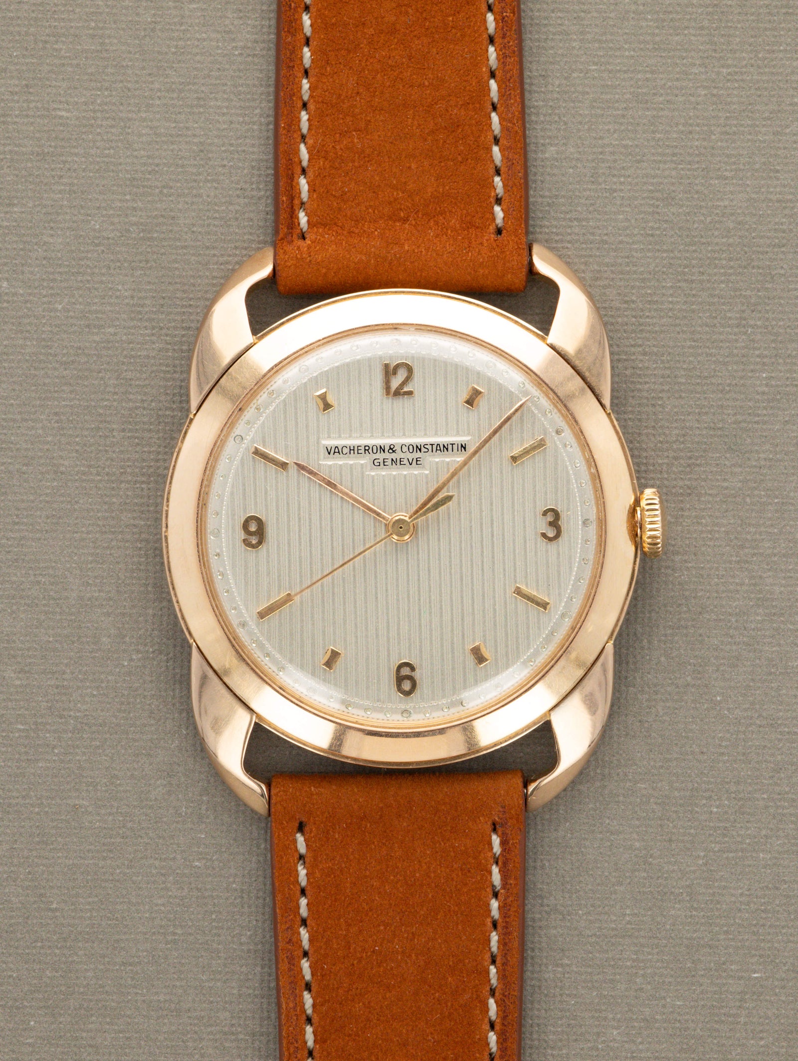 Vacheron Constantin 'Fancy' Lug Dress Watch - Rose Gold w/ Silver 'Tapestry' Dial