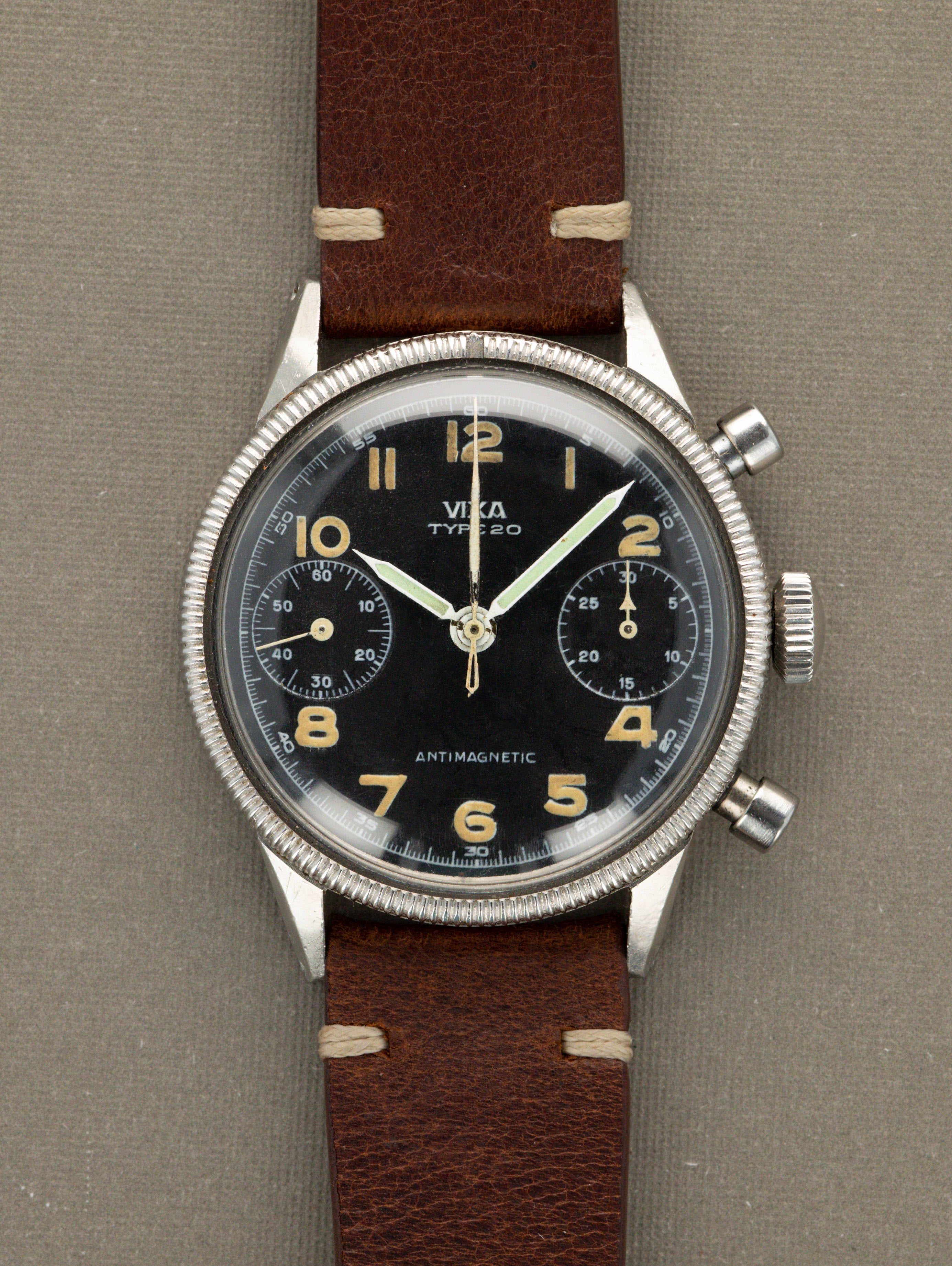 Vixa Type XX Flyback Chronograph - Matte Black Dial Unpolished