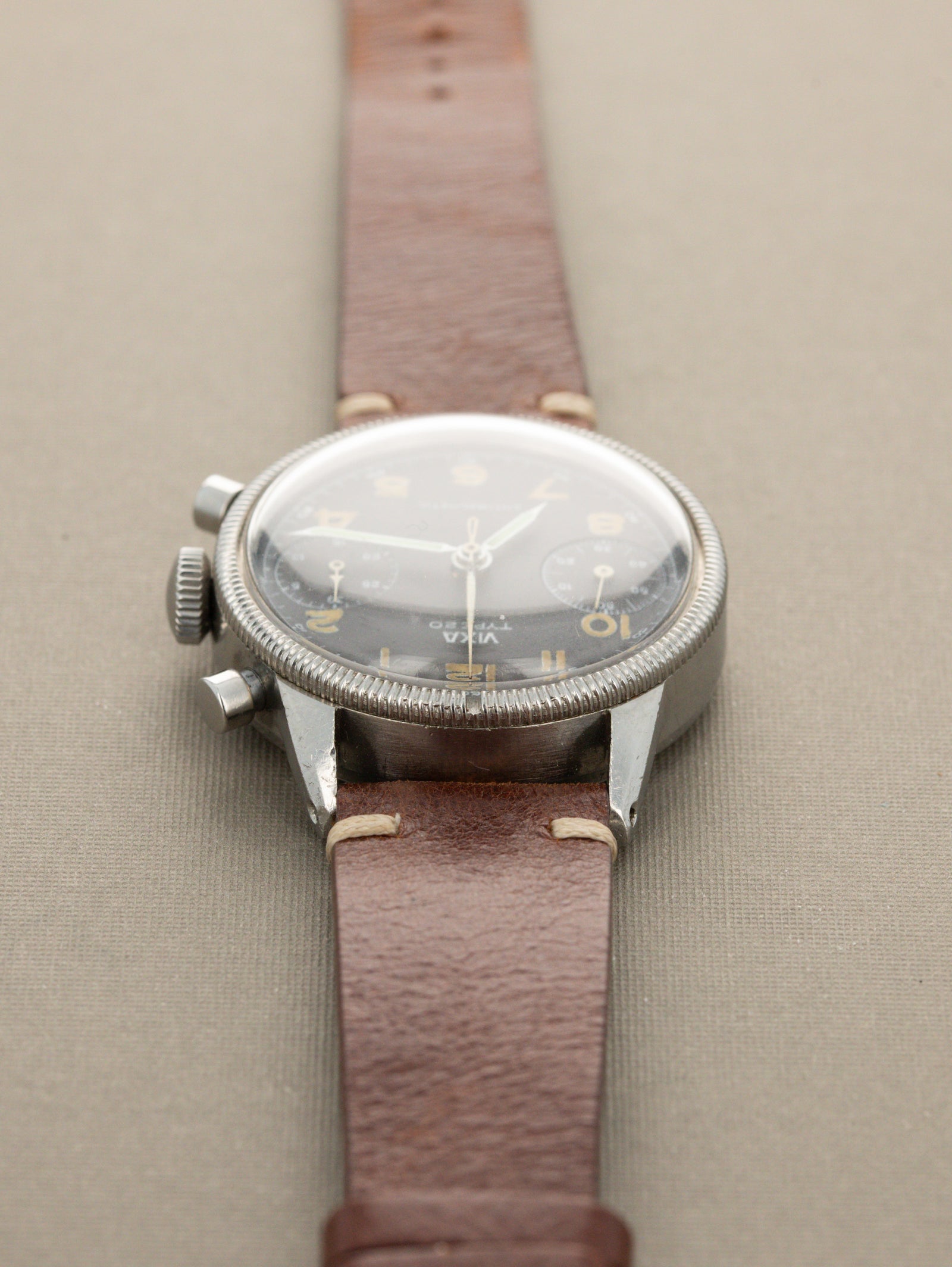 Vixa Type XX Flyback Chronograph - Matte Black Dial Unpolished