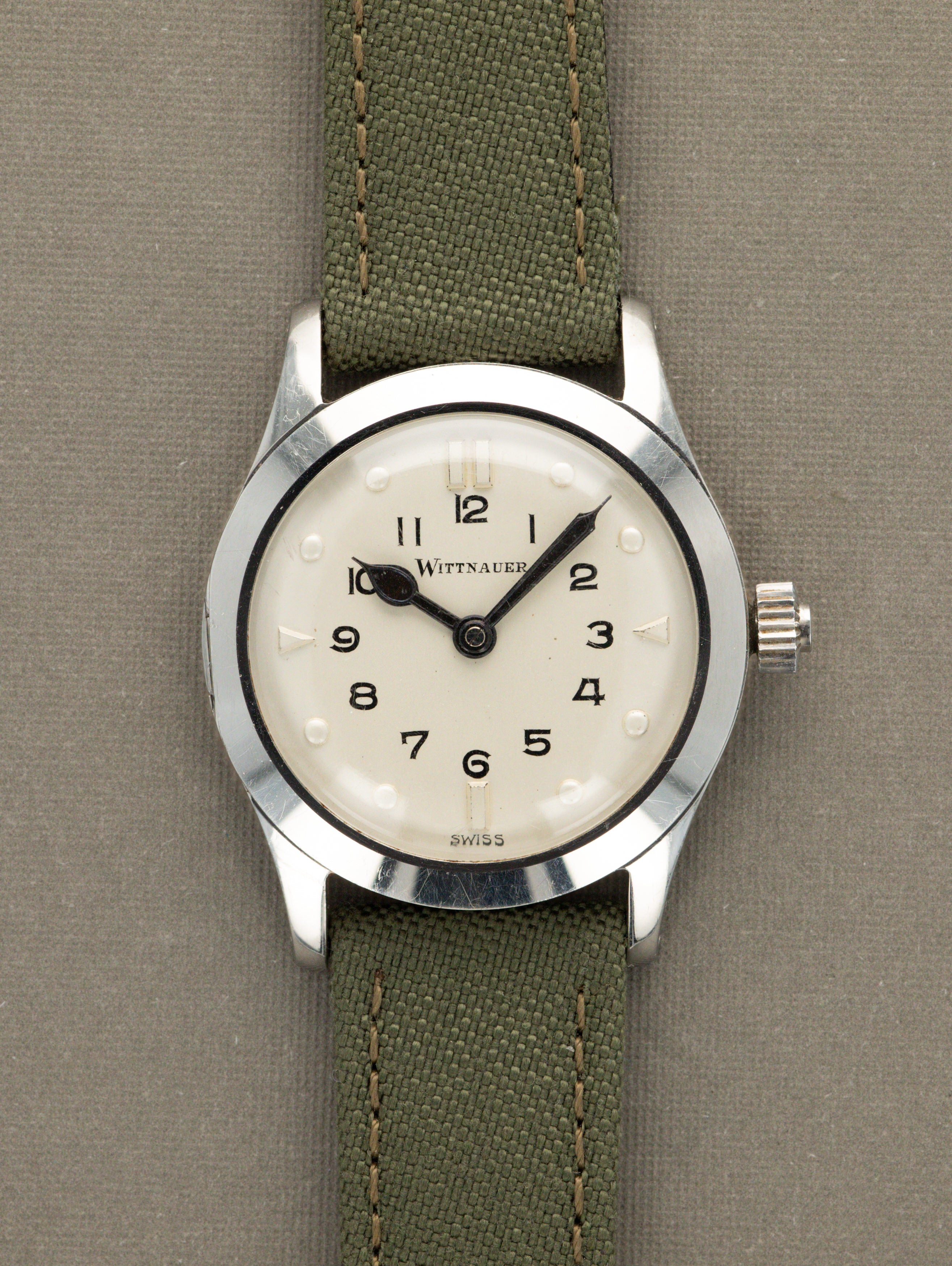 Wittnauer 'Braille' Watch - Satin Silver 'Touchable' Dial Unpolished