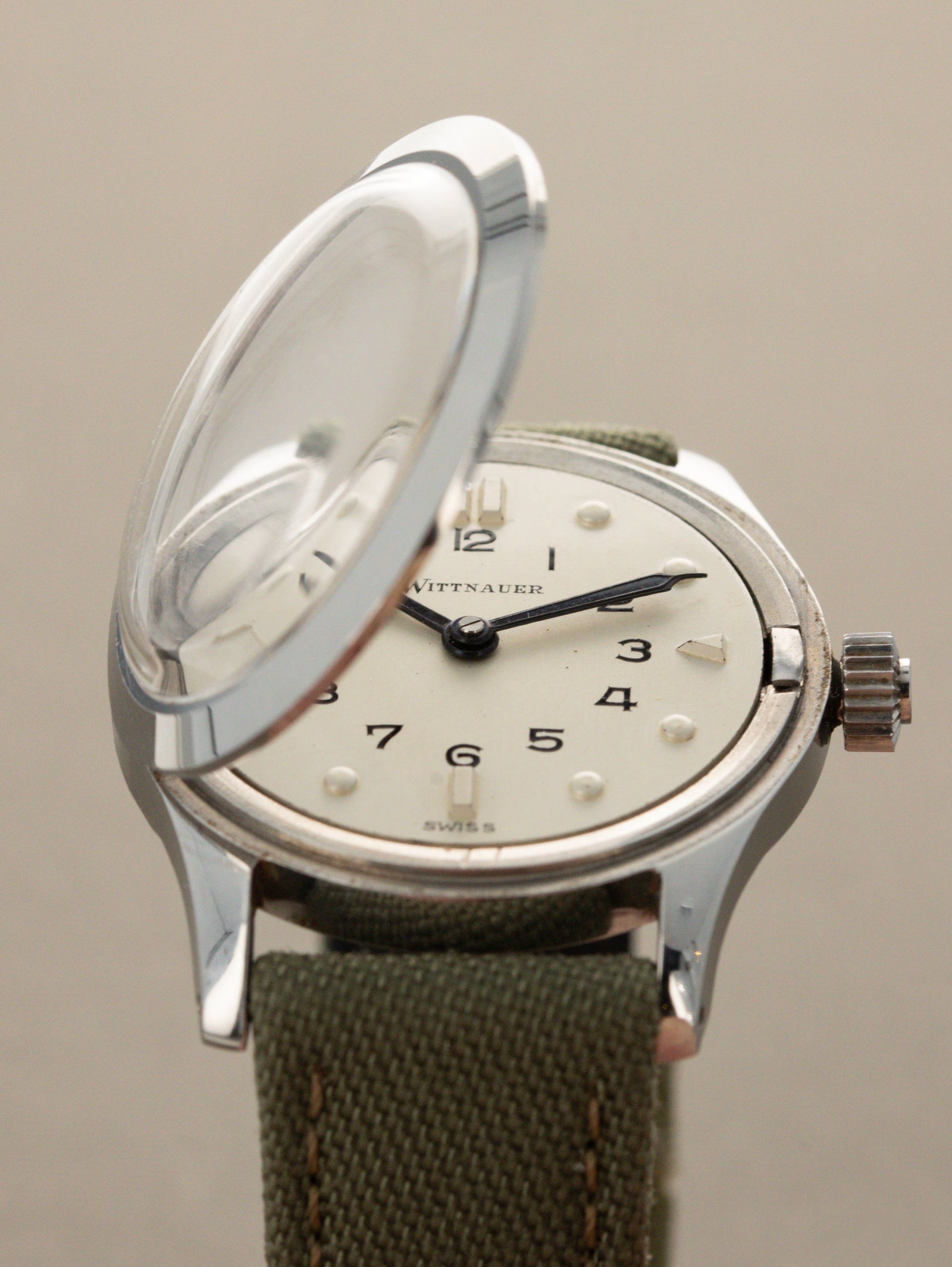 Wittnauer 'Braille' Watch - Satin Silver 'Touchable' Dial Unpolished