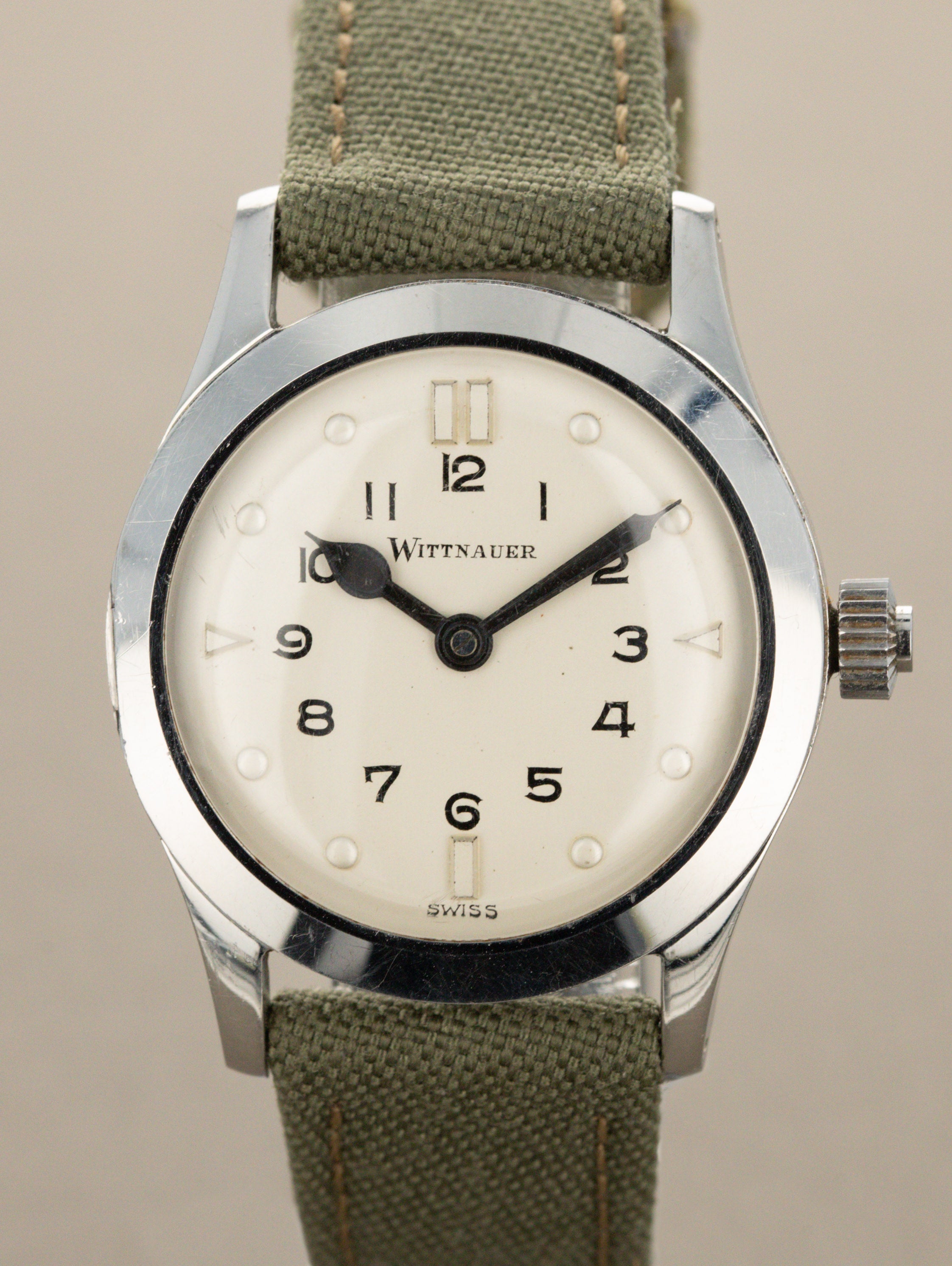Wittnauer 'Braille' Watch - Satin Silver 'Touchable' Dial Unpolished