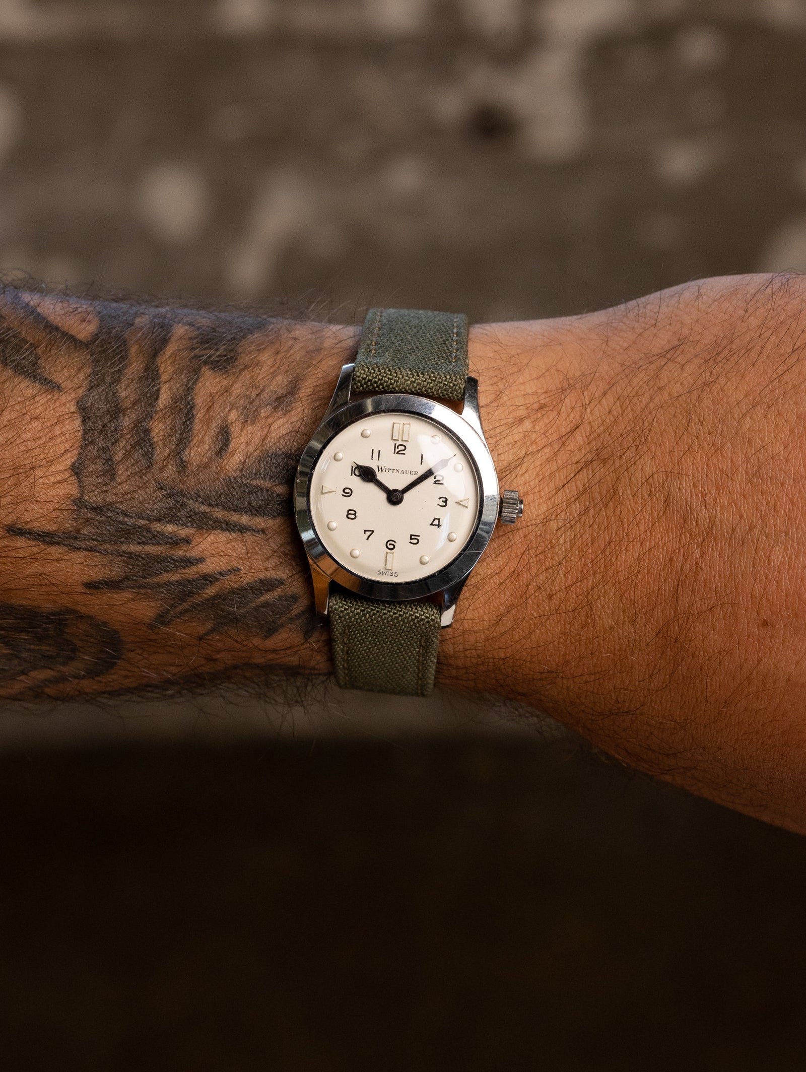 Wittnauer 'Braille' Watch - Satin Silver 'Touchable' Dial Unpolished