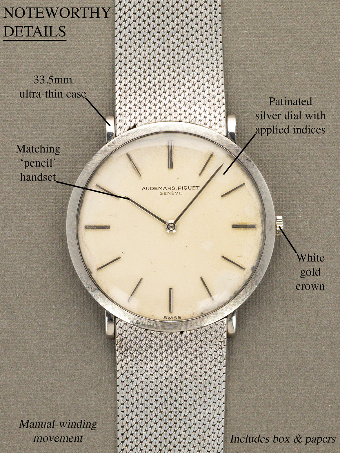 Audemars Piguet White Gold Dress Watch Ref. 5259 - Silver Dial w/ Box & Papers