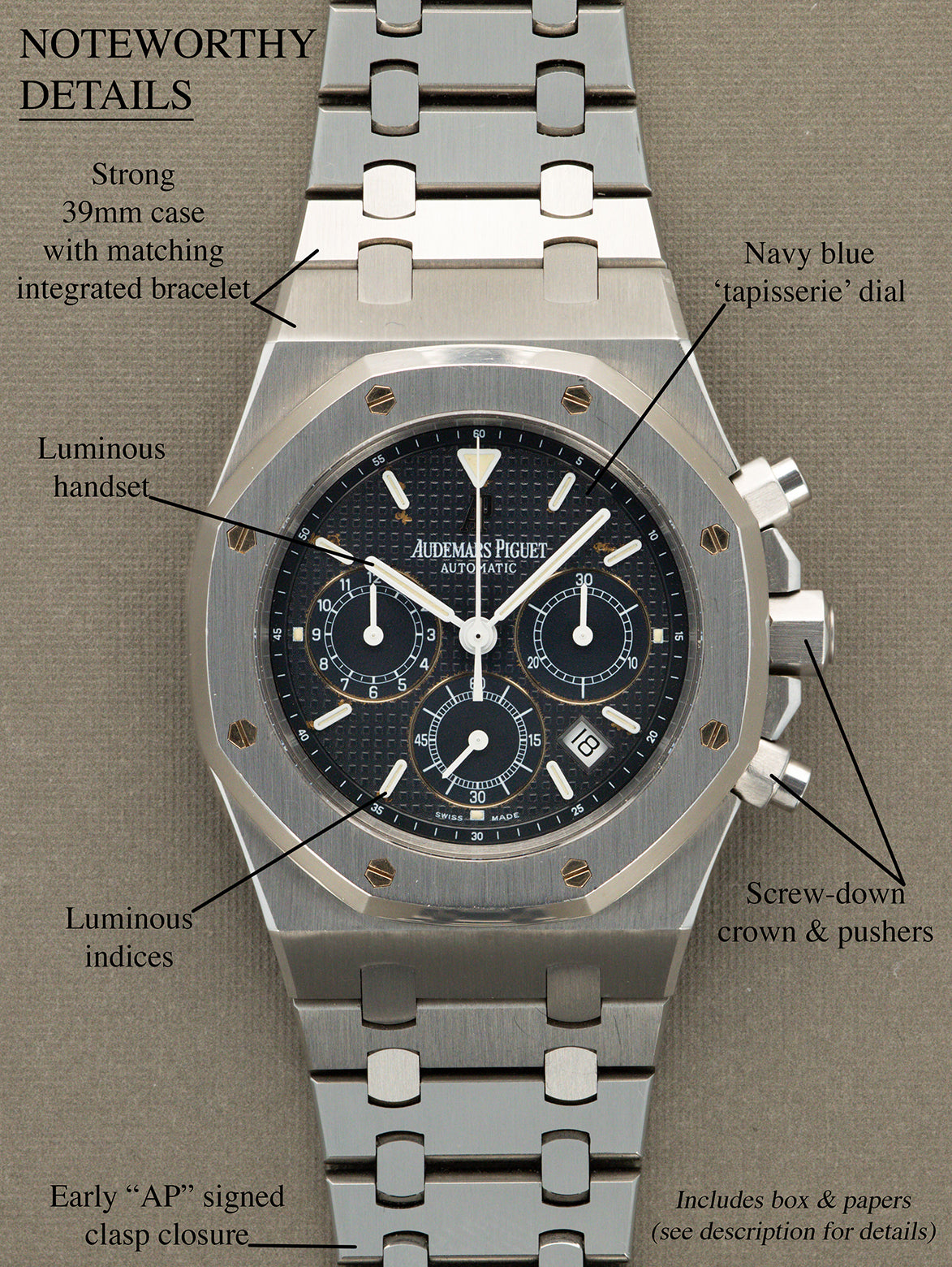 Audemars Piguet Royal Oak Chronograph Ref. 25860ST - 'Kasparov' Unpolished W/ Box & Papers