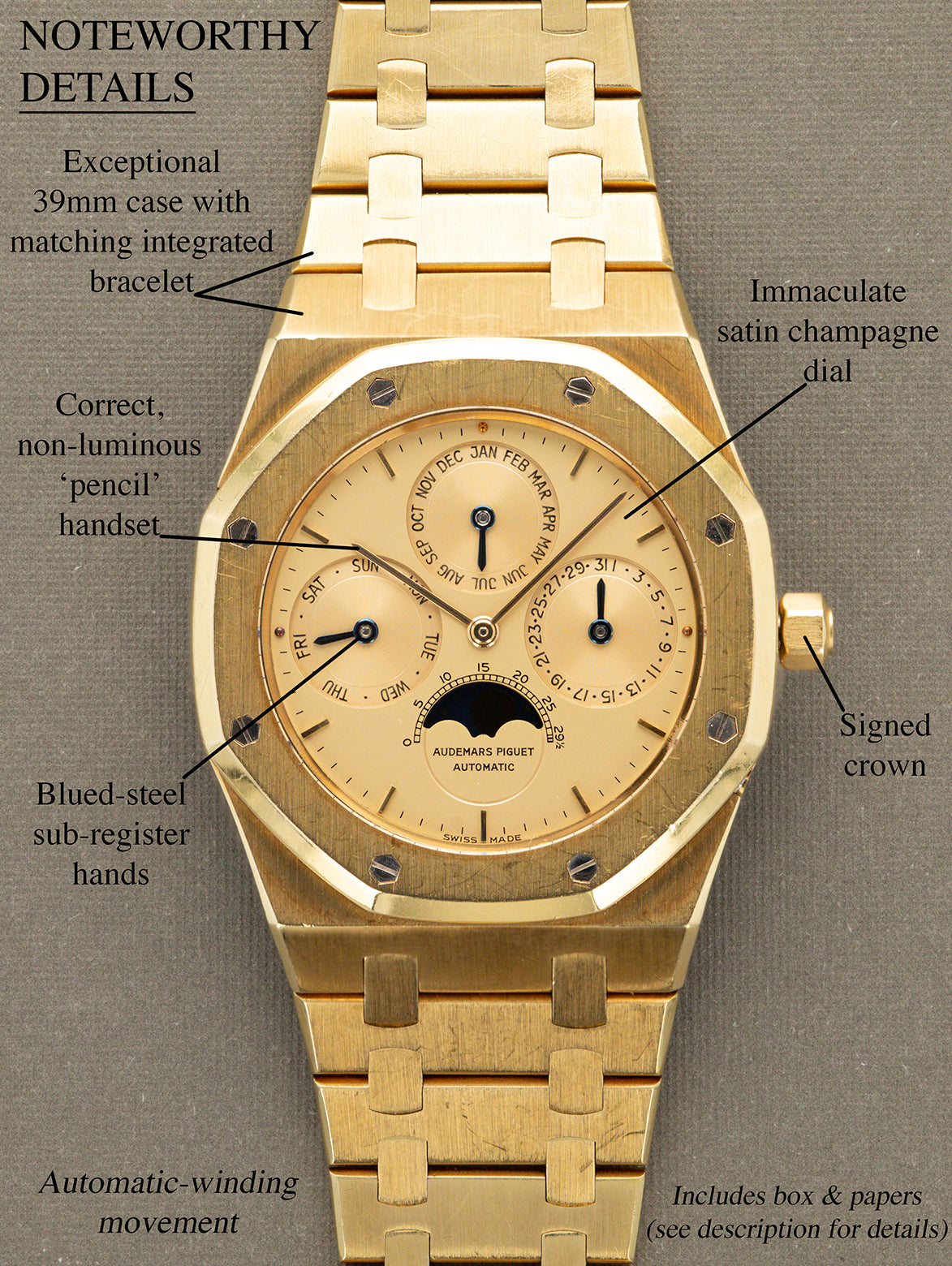 Audemars Piguet Royal Oak Perpetual Calendar Ref. 25654BA - Satin Champagne Dial Full Set