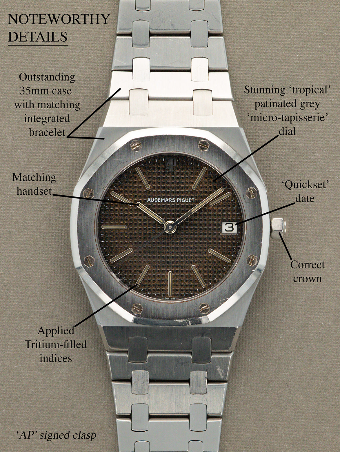 Audemars Piguet Royal Oak Ref. 56023ST - 'Jumbo Quartz' w/ 'Tropical' Dial Unpolished