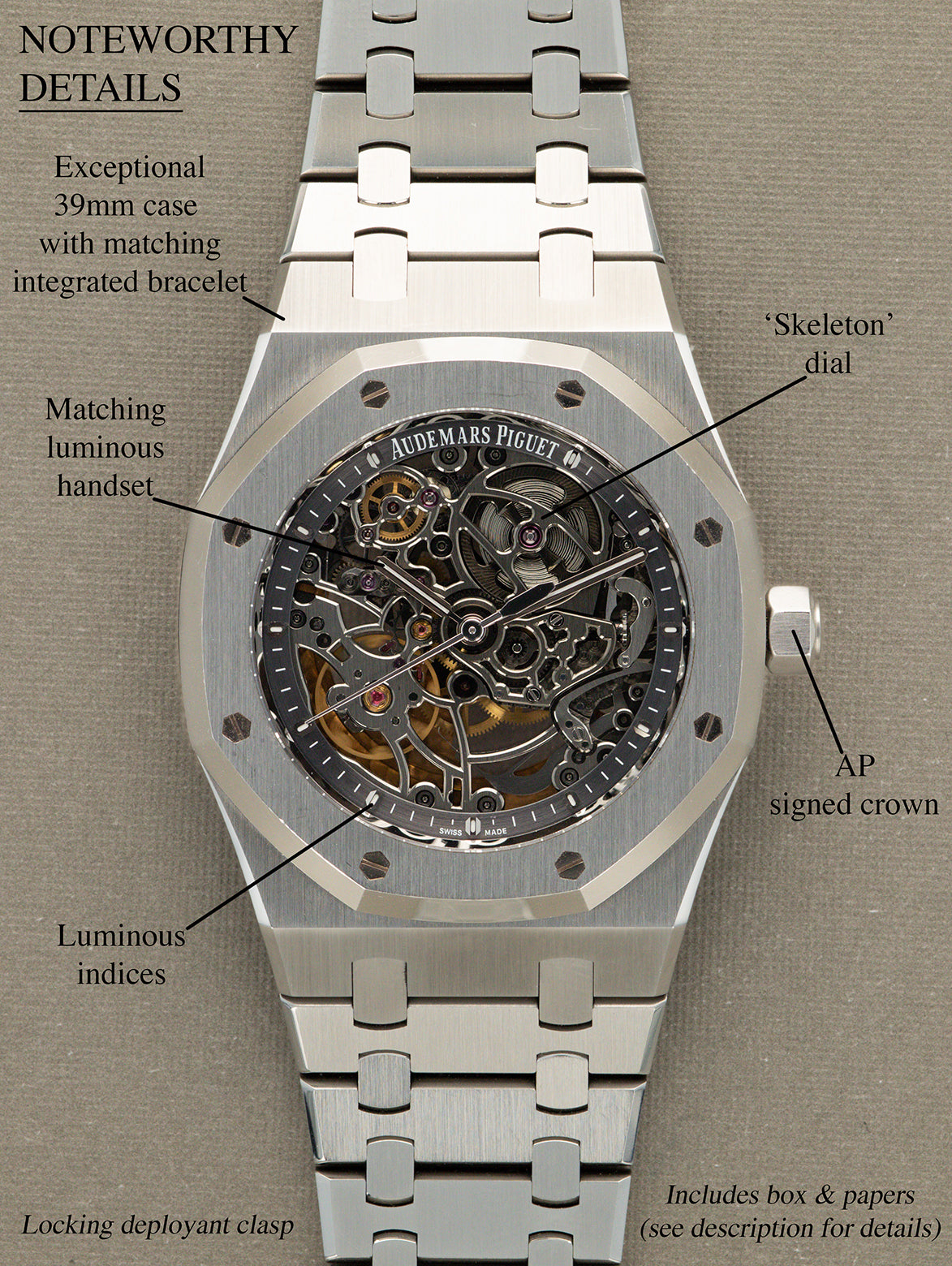 Audemars Piguet Royal Oak Ref. 15305ST - 'Skeleton' Dial W/ Box & Papers