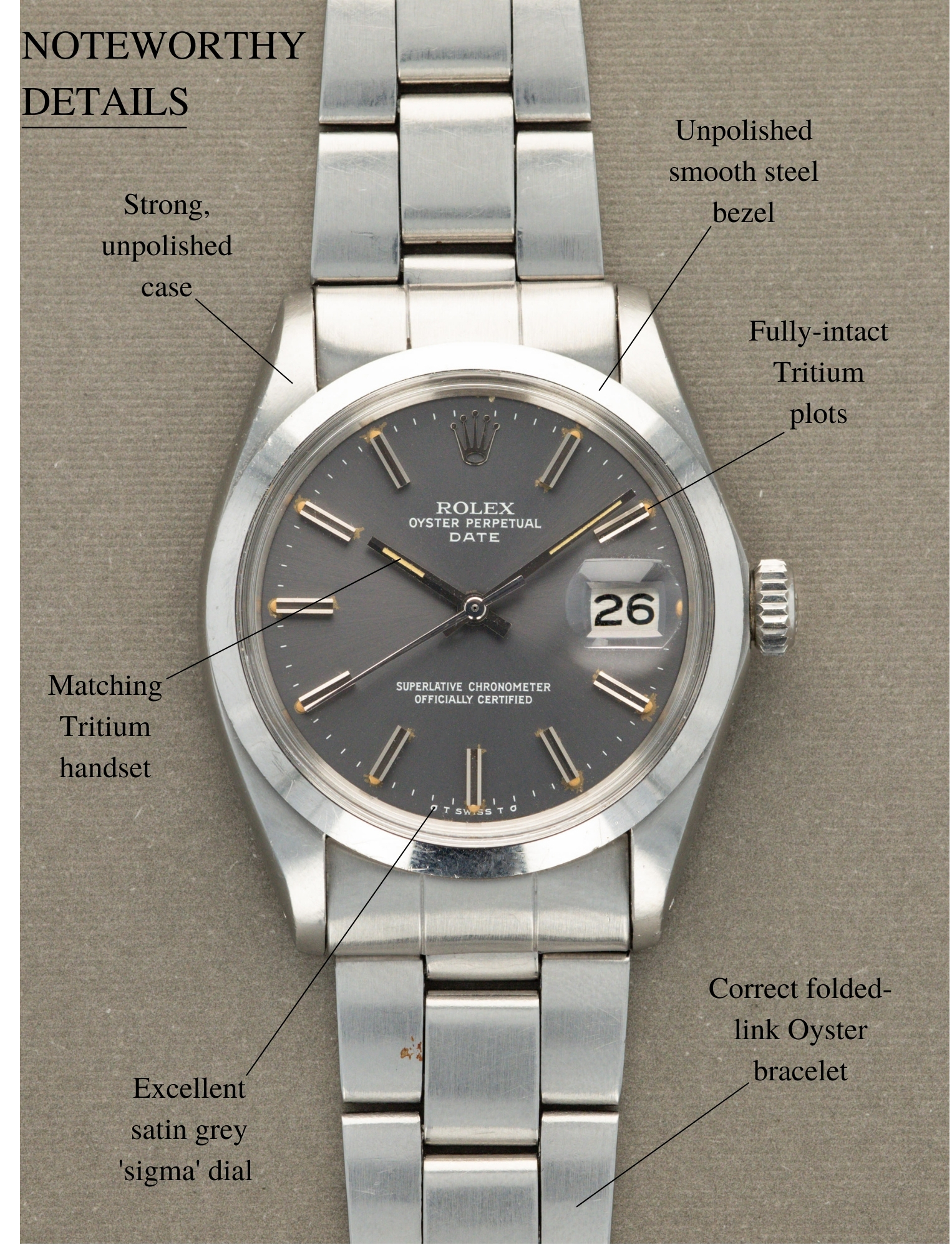 Rolex Oyster Perpetual Date Ref. 1500 - Satin Grey 'Sigma' Dial