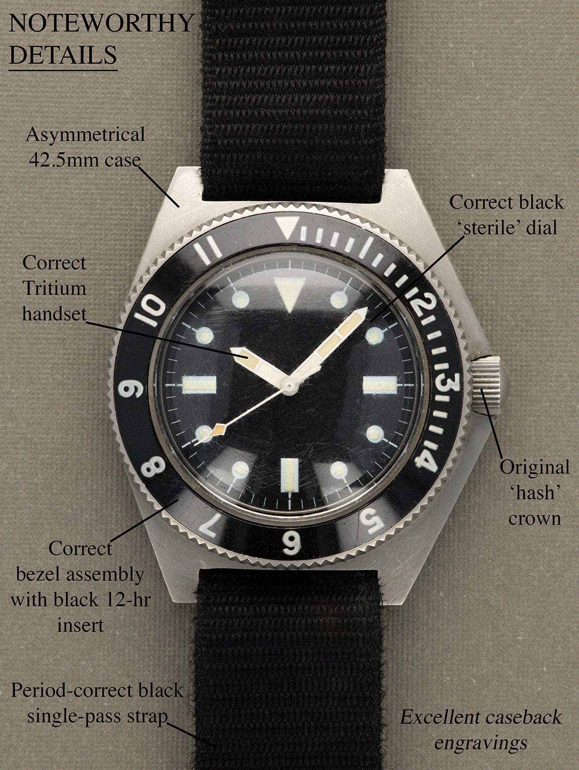 Benrus Type I Class A - Matte Black 'Sterile' Dial Military-Issued