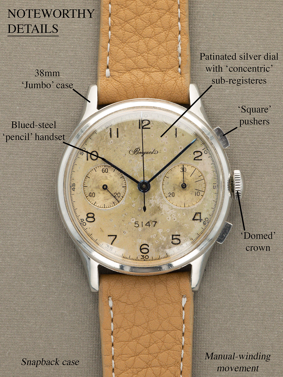 Breguet Two-Register Chronograph - Silver Patina Dial