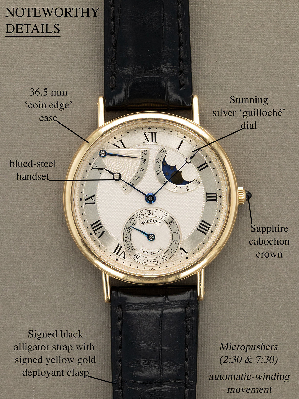 Breguet Classique Moonphase Power Reserve Ref. 3130BA - Silver 'Guilloché' Dial W/ Box & Papers