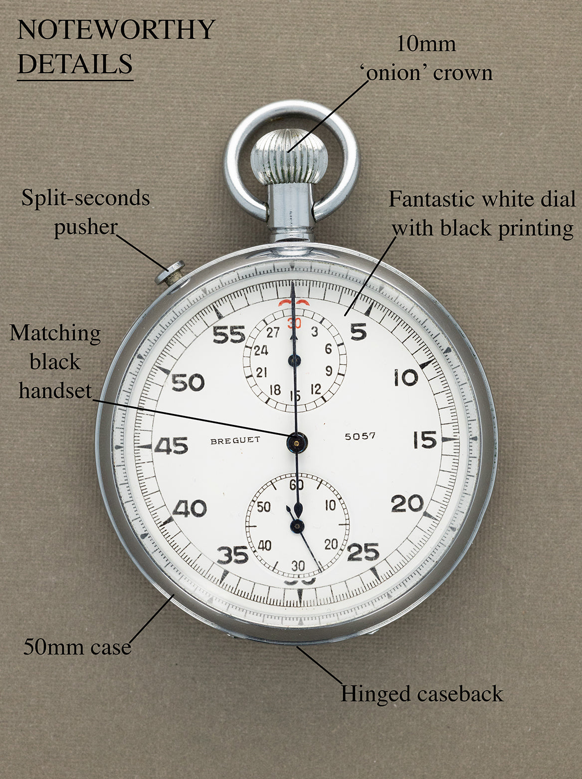Breguet Monopusher Split-Seconds Stopwatch c. 1950s