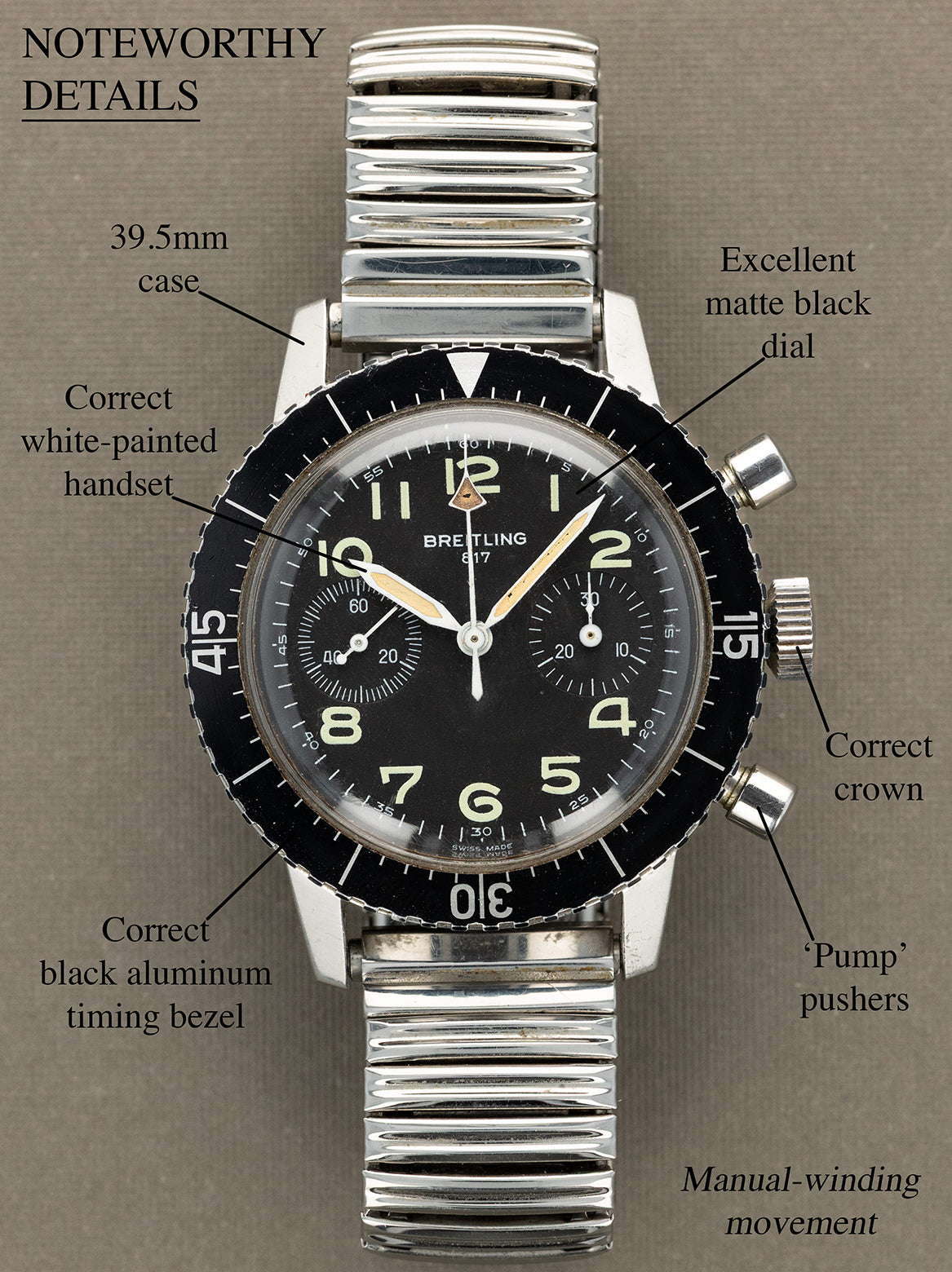 Breitling Pilot's Chronorgaph Ref. 817 - Italian Army Issued Unpolishe