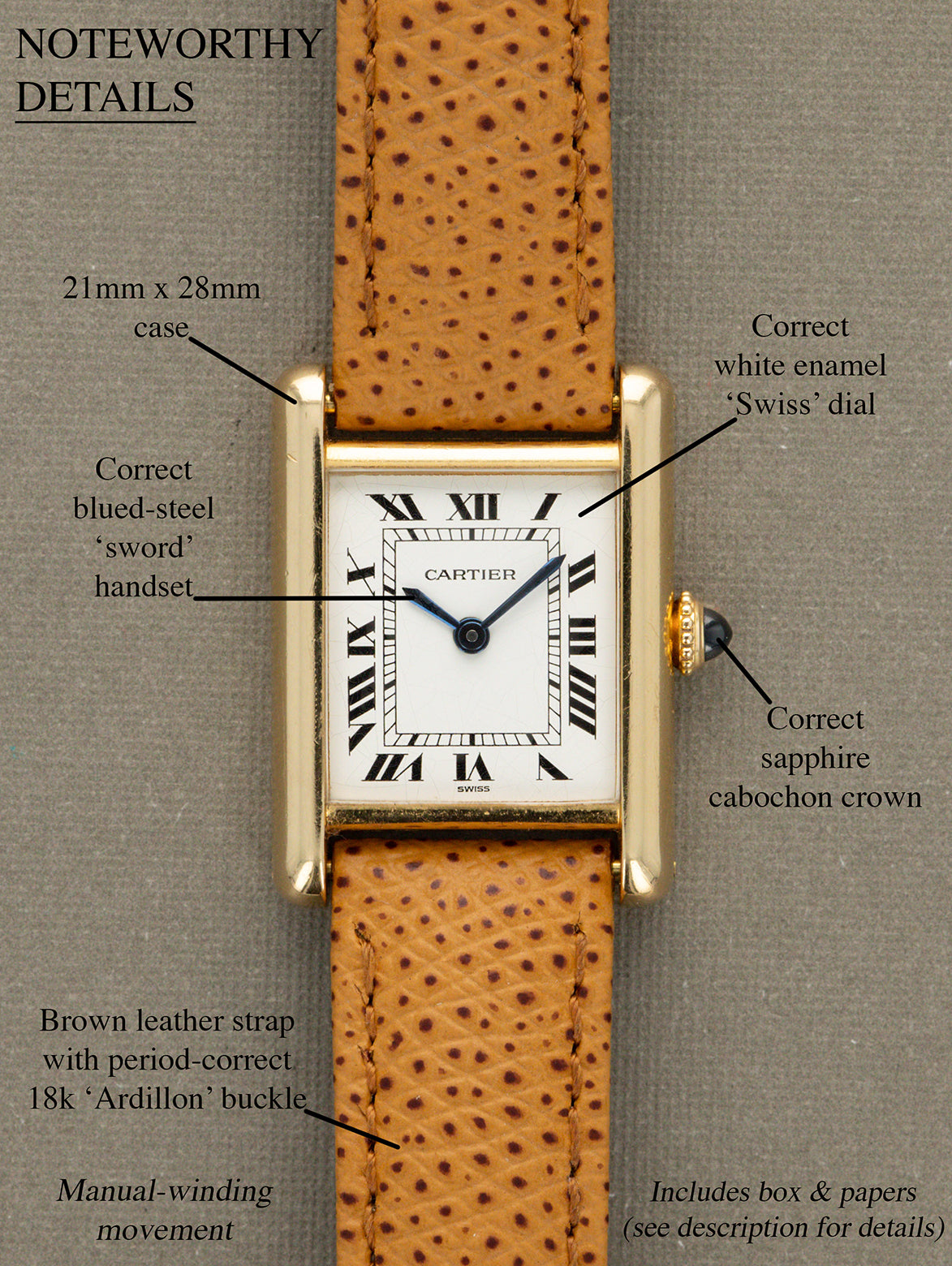 Cartier Tank Louis Ref. 78087 'Ladies' - 'Paris' Dial Unpolished W/ Box & Papers